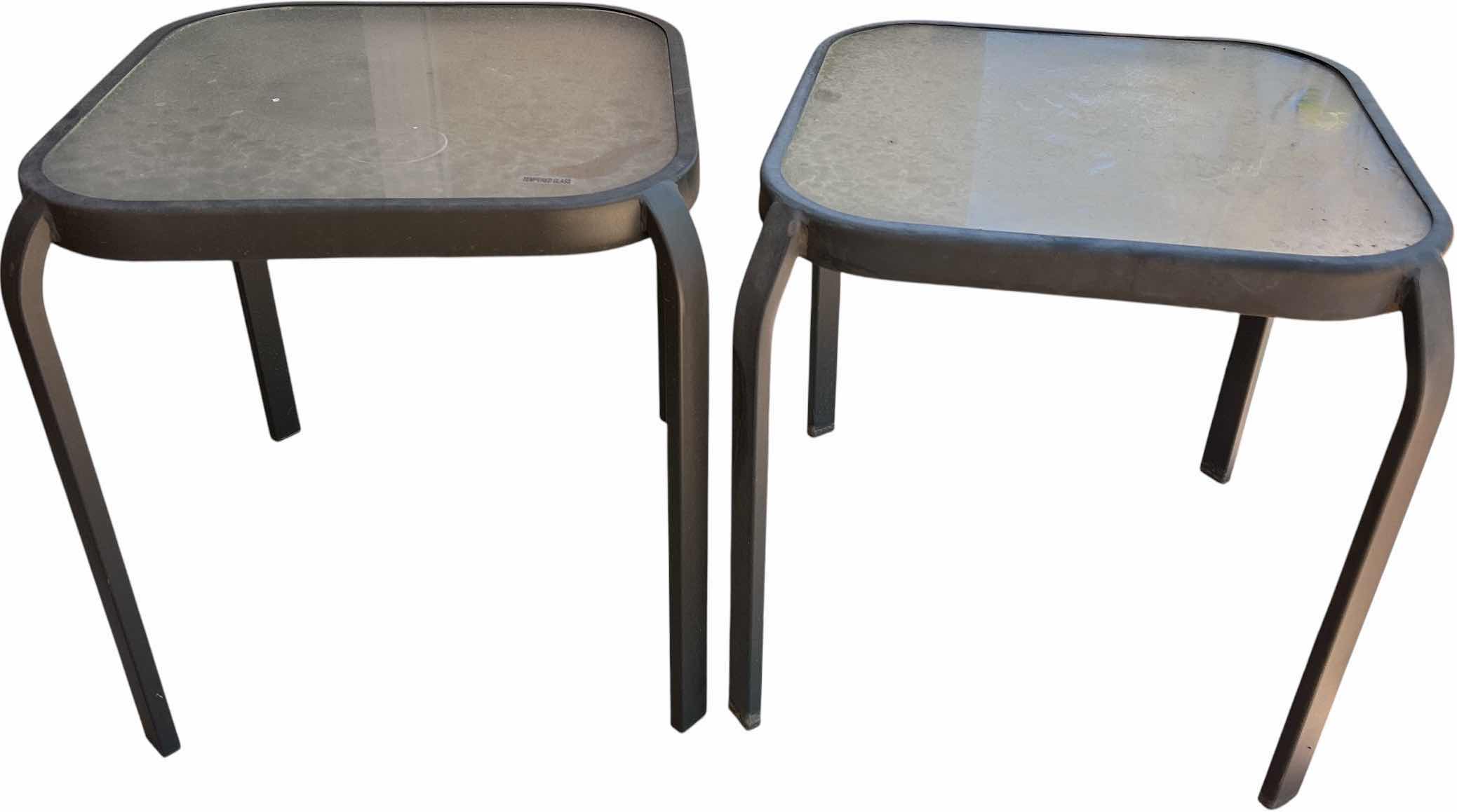 Photo 1 of 2 TEMPERED GLASS TOP METAL SIDE TABLES 16” x 16” x H17”