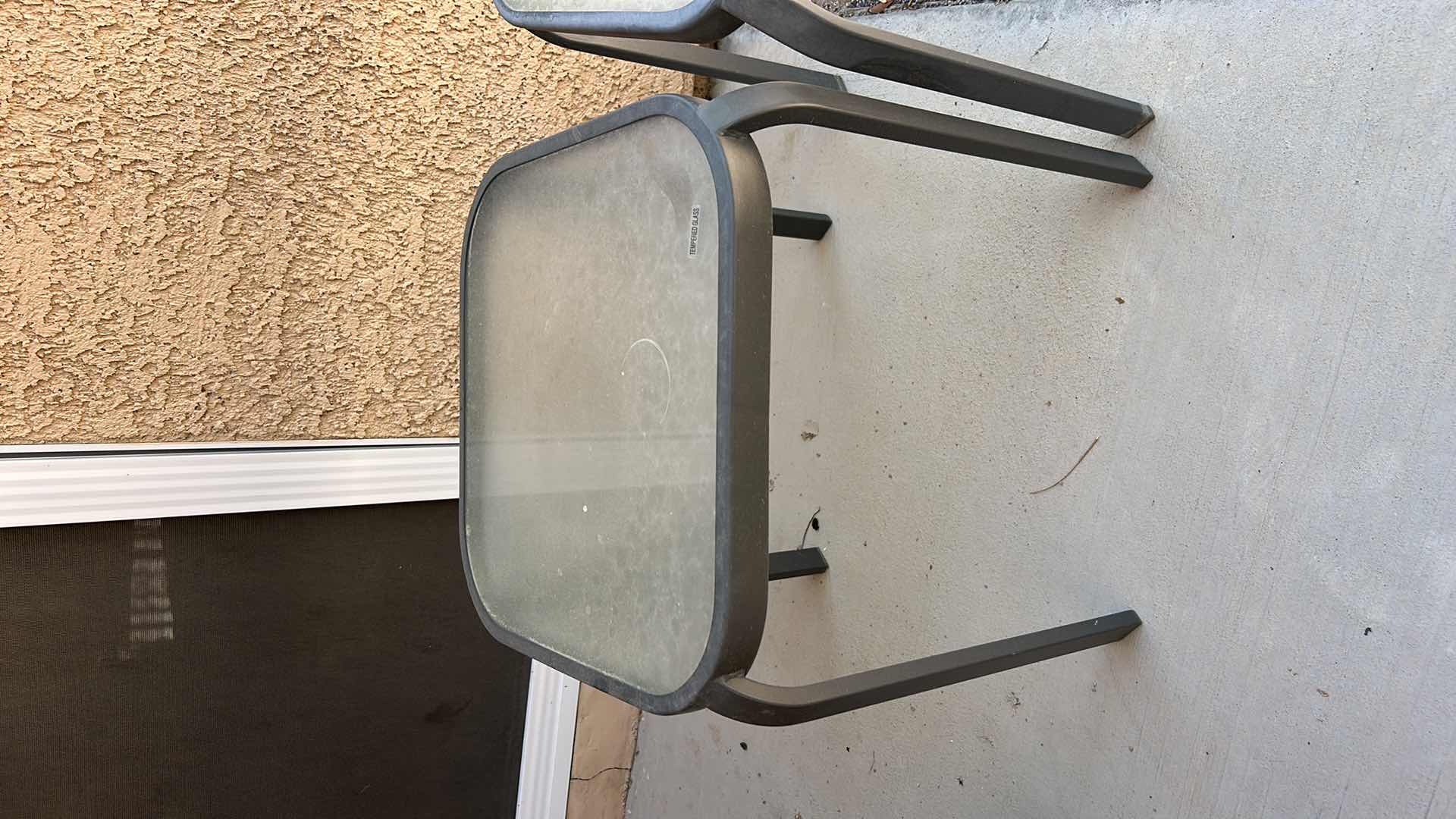 Photo 1 of 2 TEMPERED GLASS TOP METAL SIDE TABLES 16” x 16” x H17”