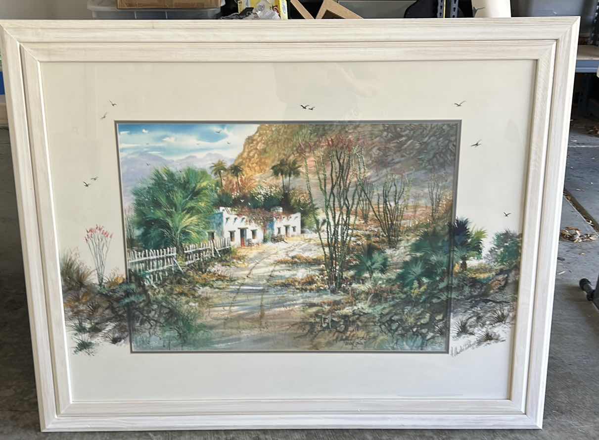 Photo 1 of FRAMED DESERT OASIS SIGNED ARTWORK AND SIGNED MATTING 46” x H36”