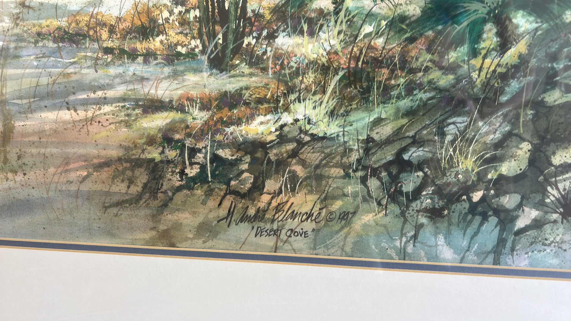 Photo 1 of FRAMED DESERT OASIS SIGNED ARTWORK AND SIGNED MATTING 46” x H36”