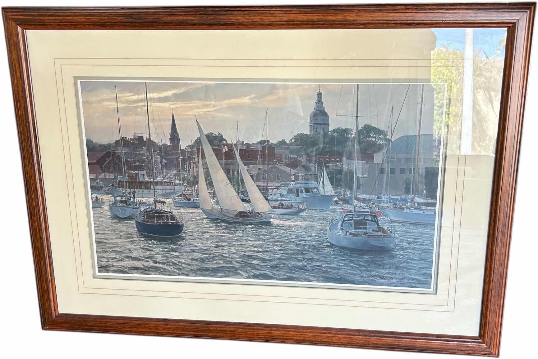 Photo 1 of FRAMED SIGNED SAILBOAT ARTWORK 39” x 28”