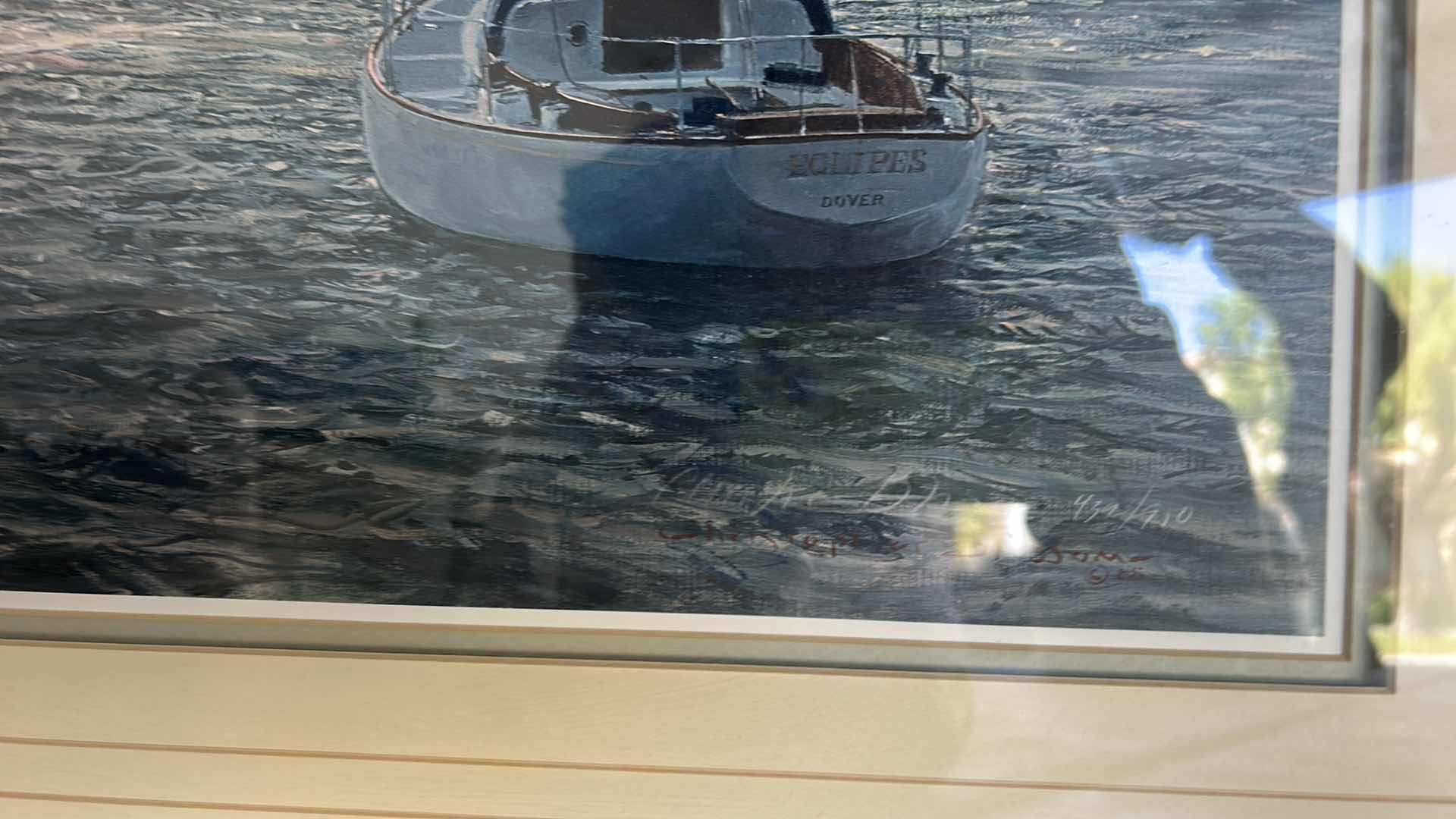 Photo 1 of FRAMED SIGNED SAILBOAT ARTWORK 39” x 28”