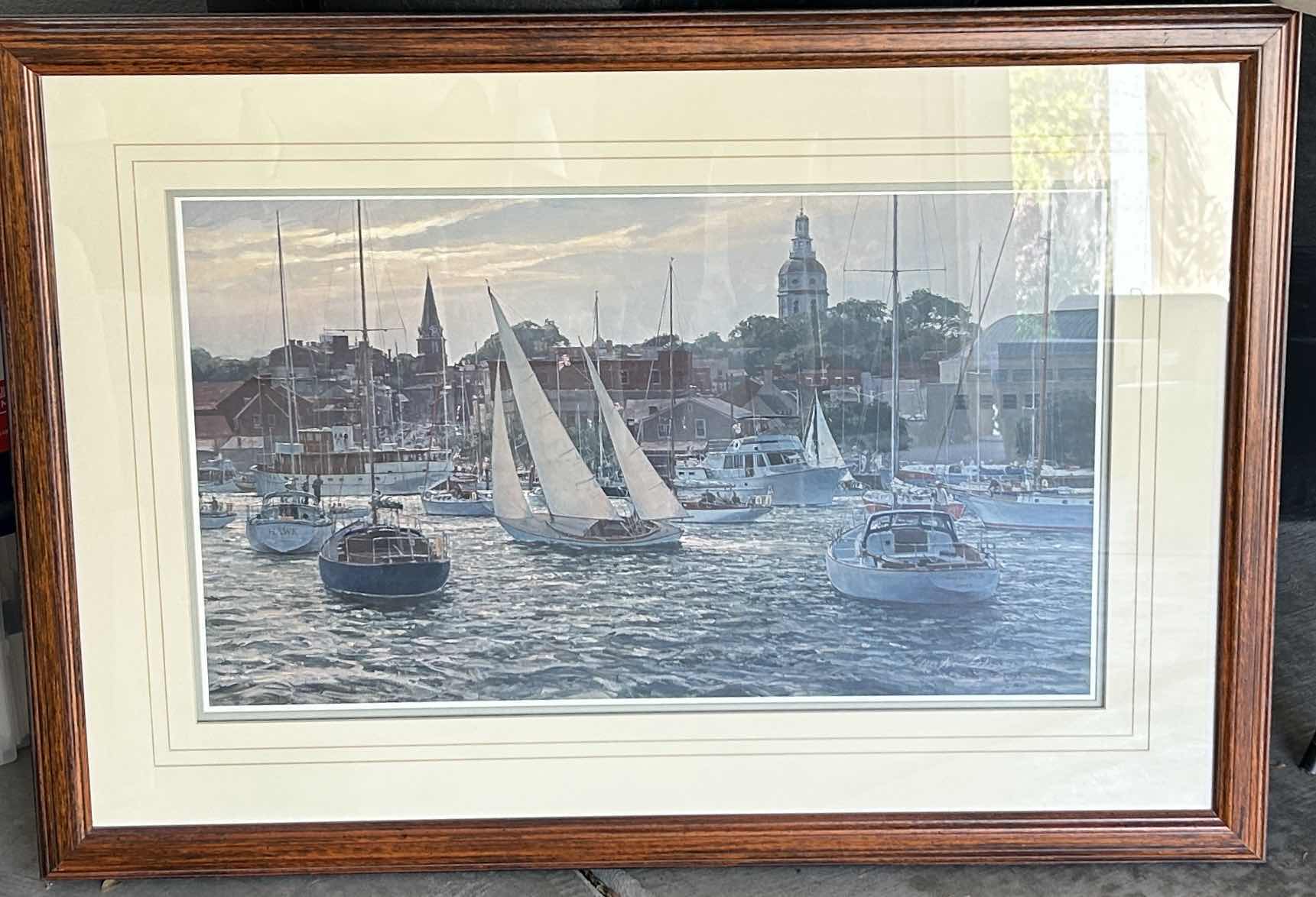 Photo 1 of FRAMED SIGNED SAILBOAT ARTWORK 39” x 28”