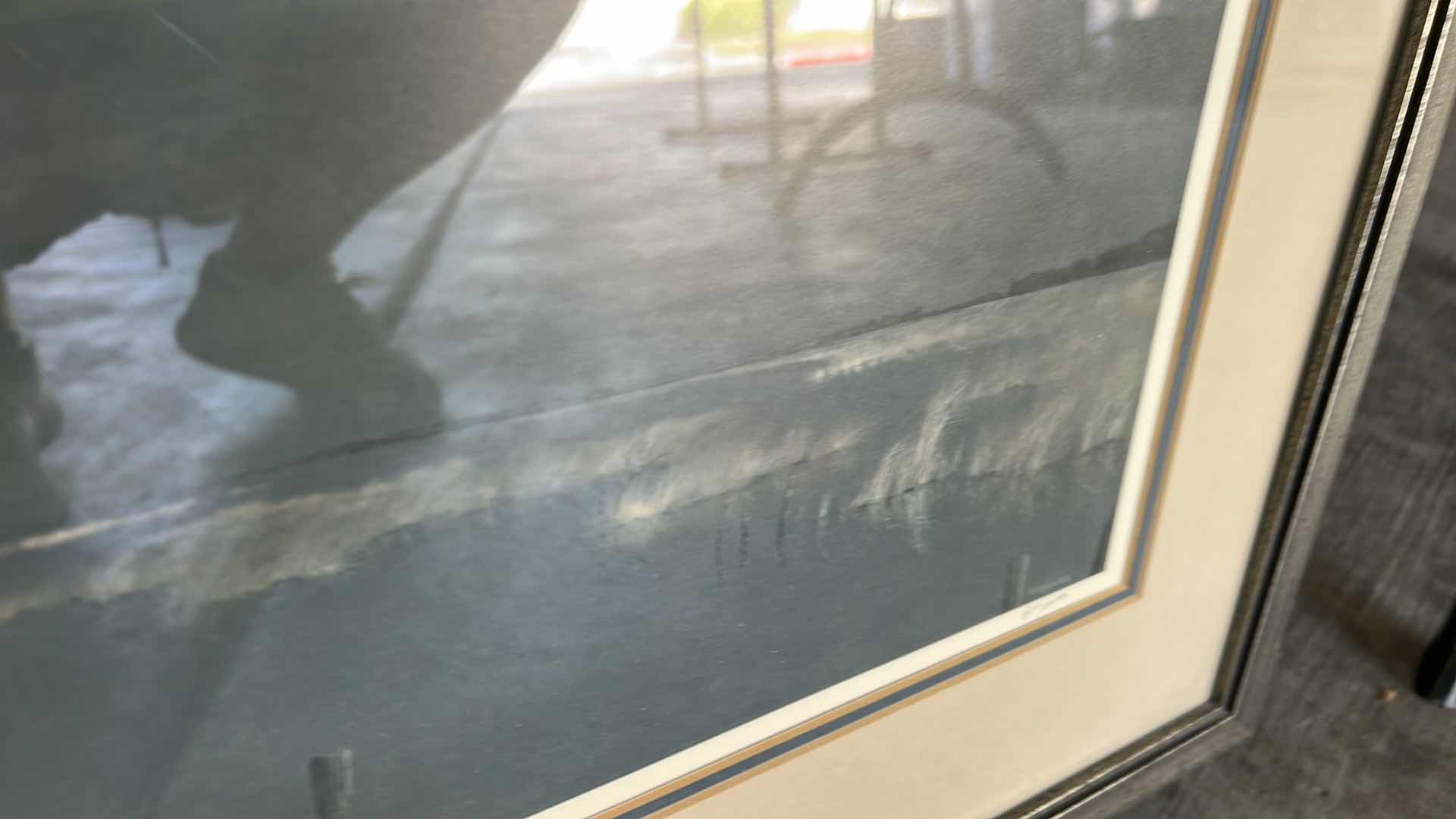 Photo 1 of FRAMED OVERCAST SEA VILLAGE SIGNED ARTWORK 37“ x H27 1/2“