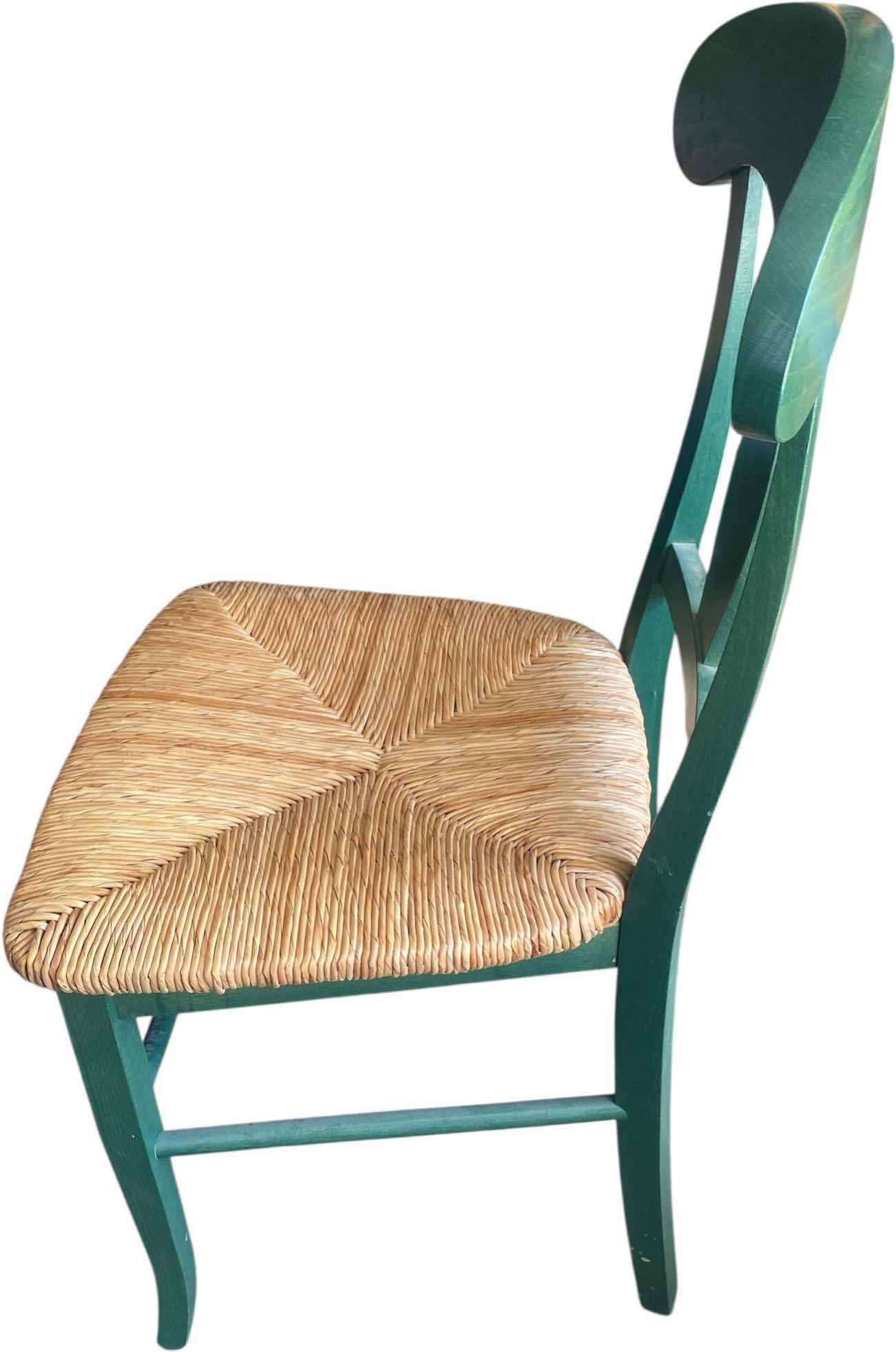 Photo 1 of GREEN DINING CHAIR WITH STRAW SEAT