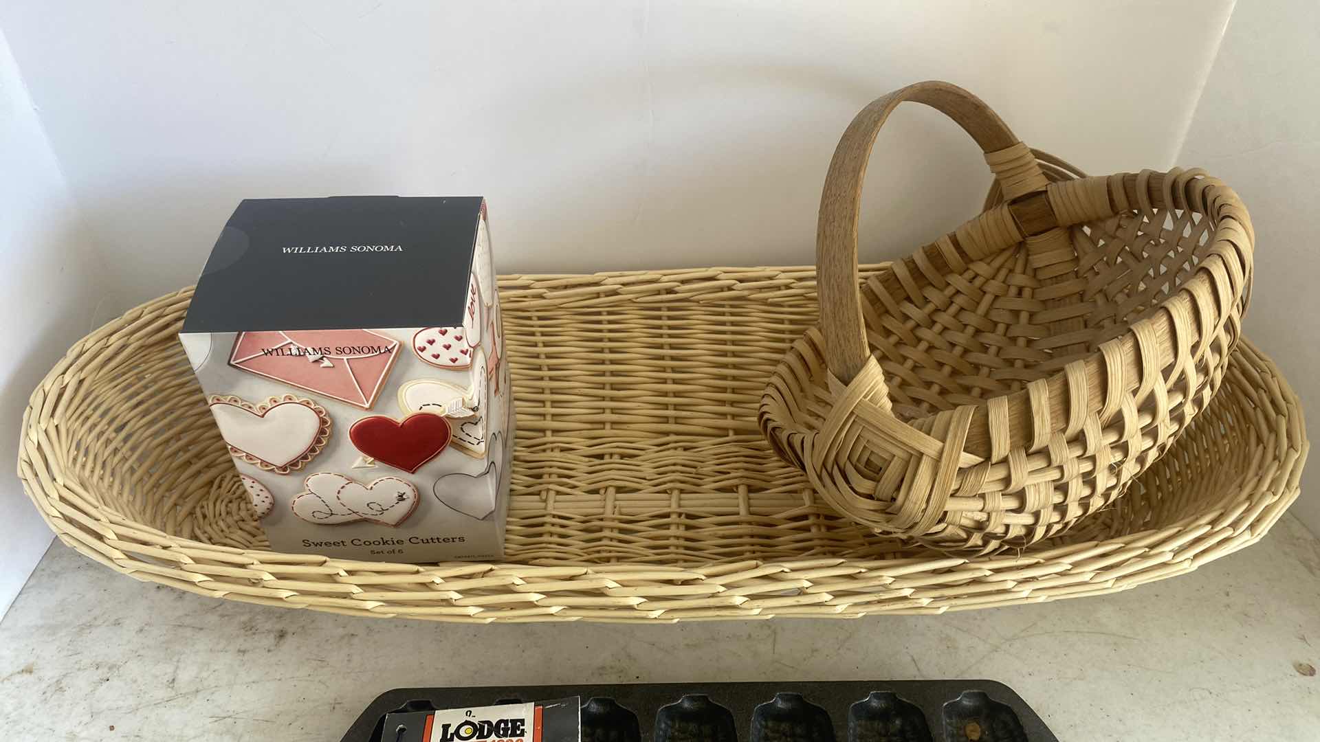 Photo 1 of CORNSTARCH PAN & COOKIE CUTTERS & 2 BASKETS