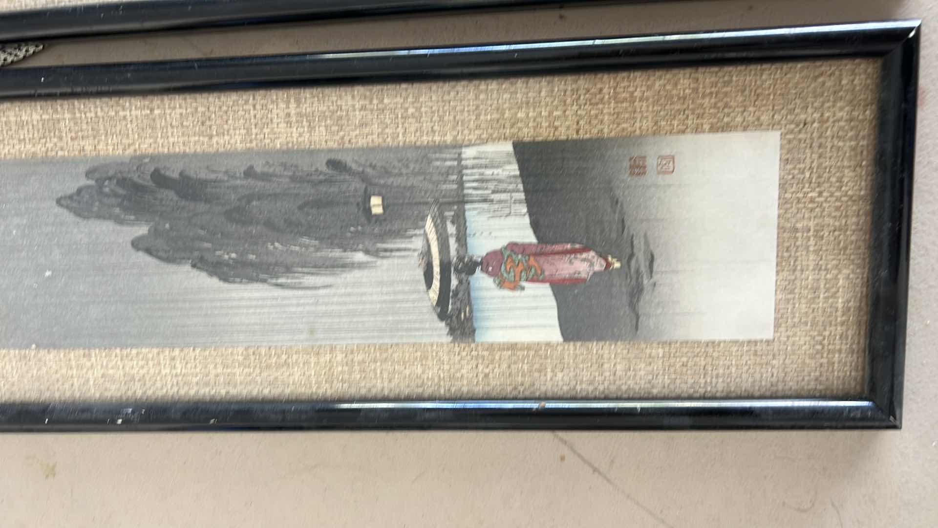 Photo 1 of 3 FRAMED ASIAN PAINTING ON TILE ARTWORK 6” x H16.5”