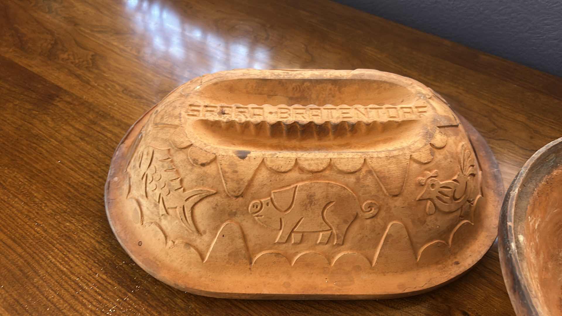 Photo 1 of CLAY OVENWARE Römertopf terracotta clay baker, also known as a clay roaster or Dutch oven. 12 1/2” x 9” x H7”