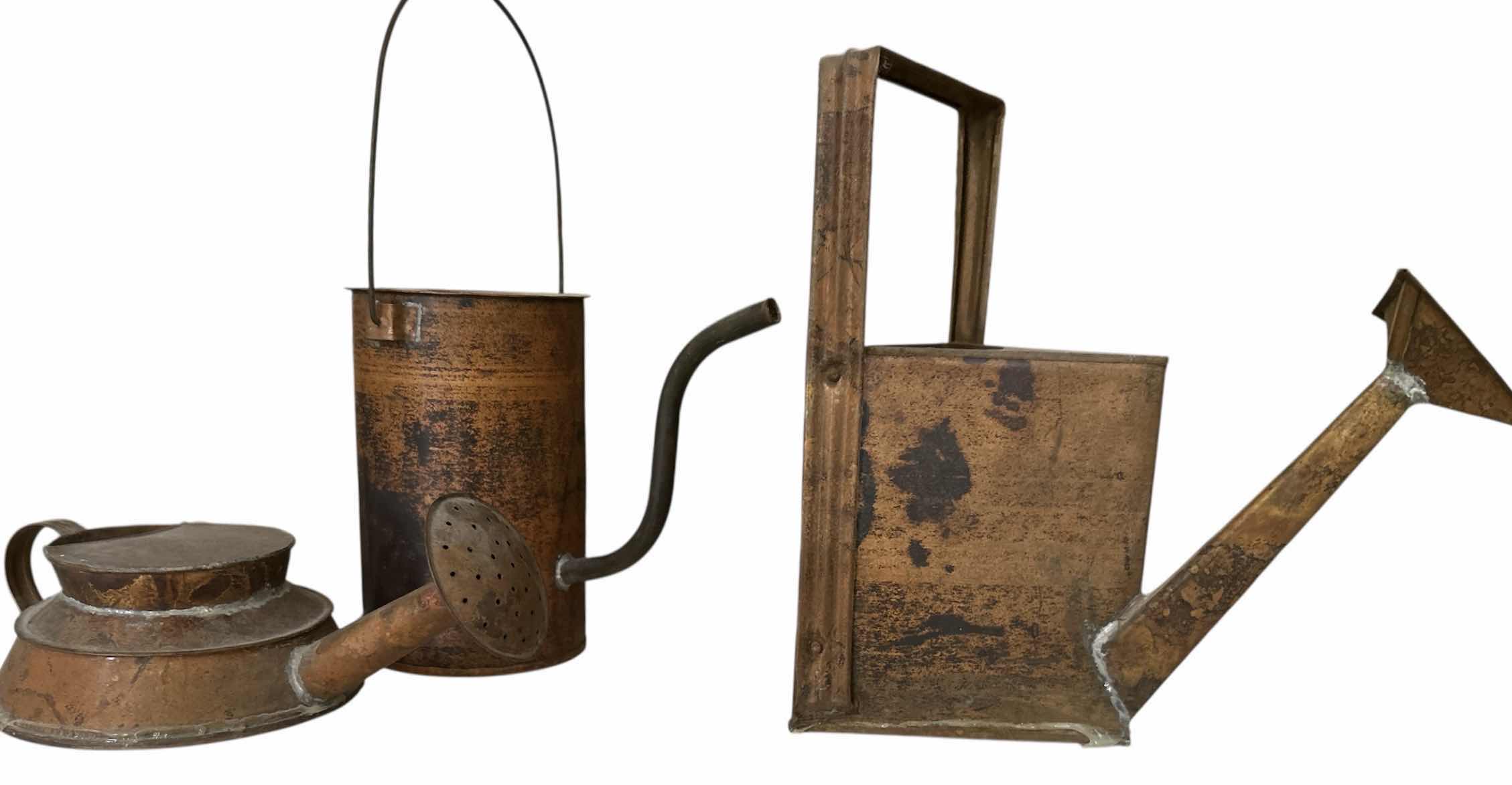 Photo 1 of 3 VINTAGE METAL WATERING CANS, TALLEST H11”)