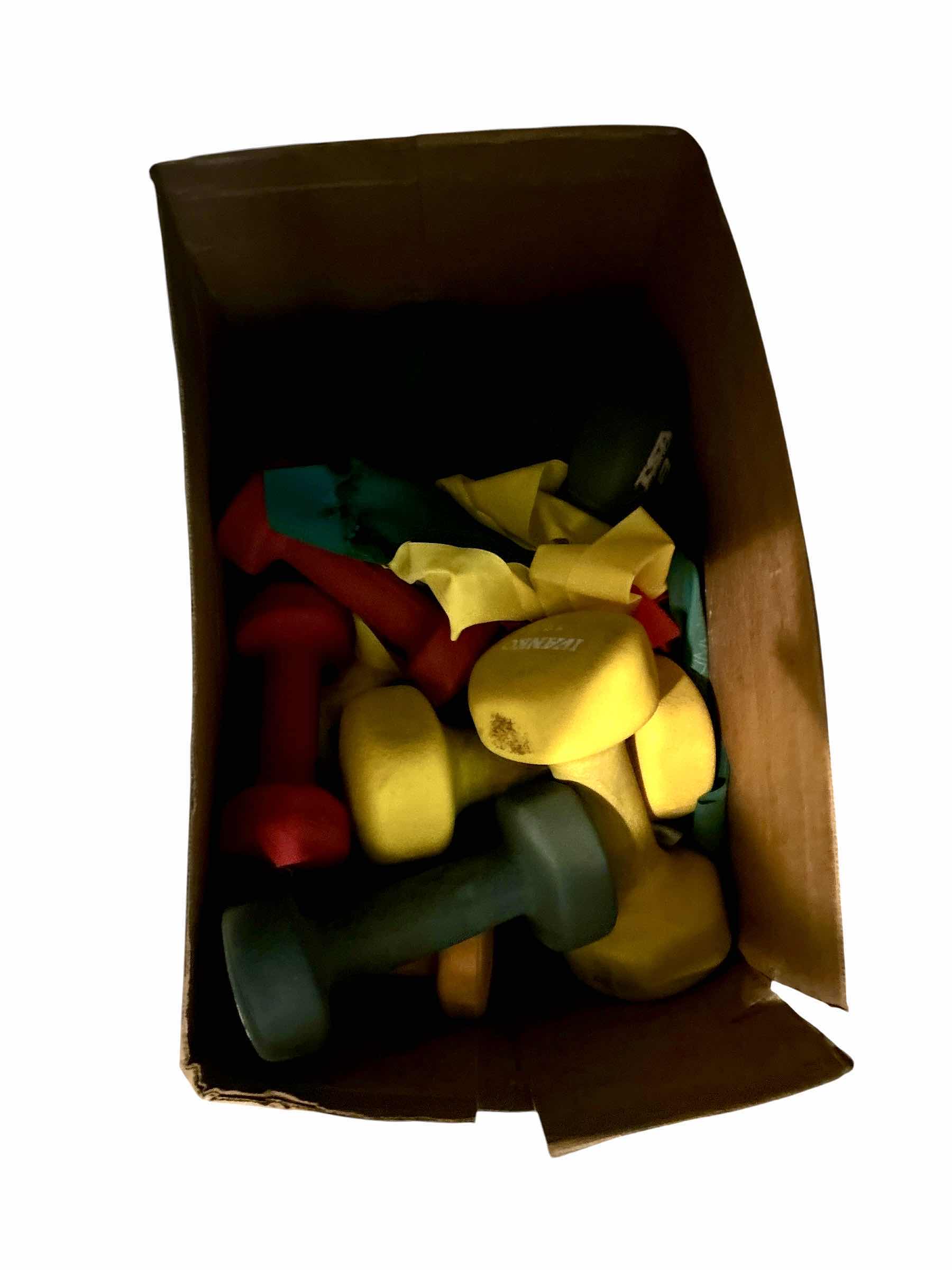 Photo 1 of BOX OF HAND-WEIGHTS AND BANDS