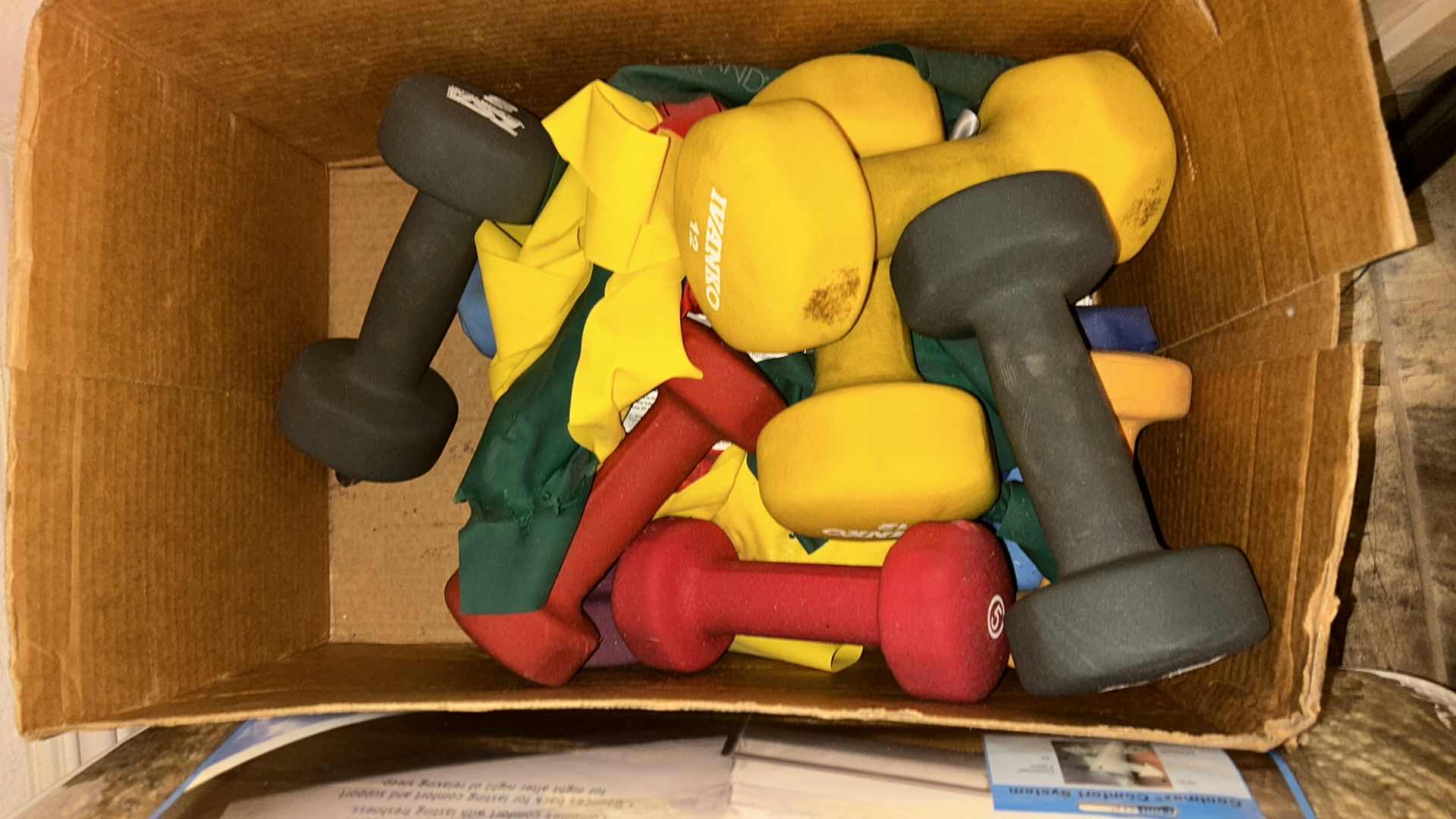 Photo 1 of BOX OF HAND-WEIGHTS AND BANDS
