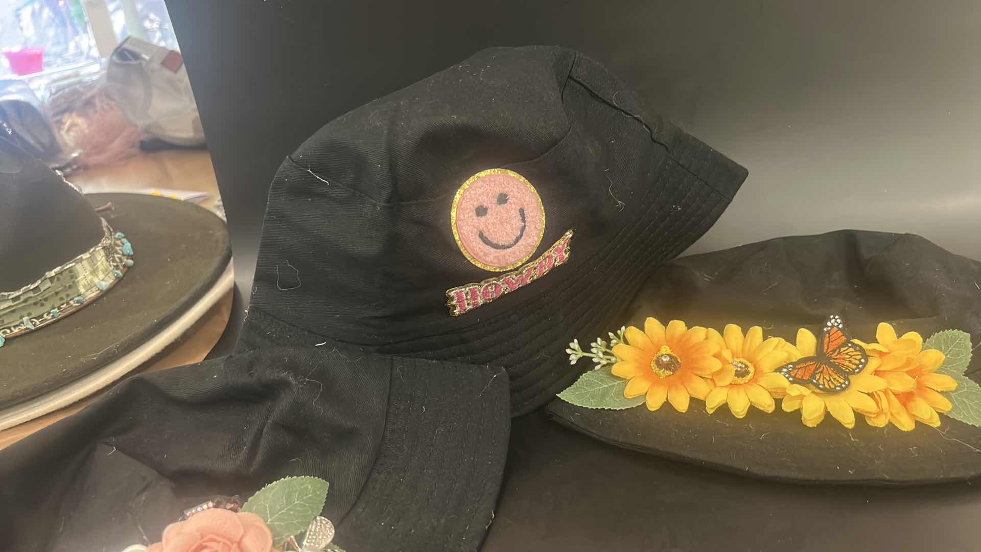 Photo 1 of NEW - 5 BLACK BUCKET HATS