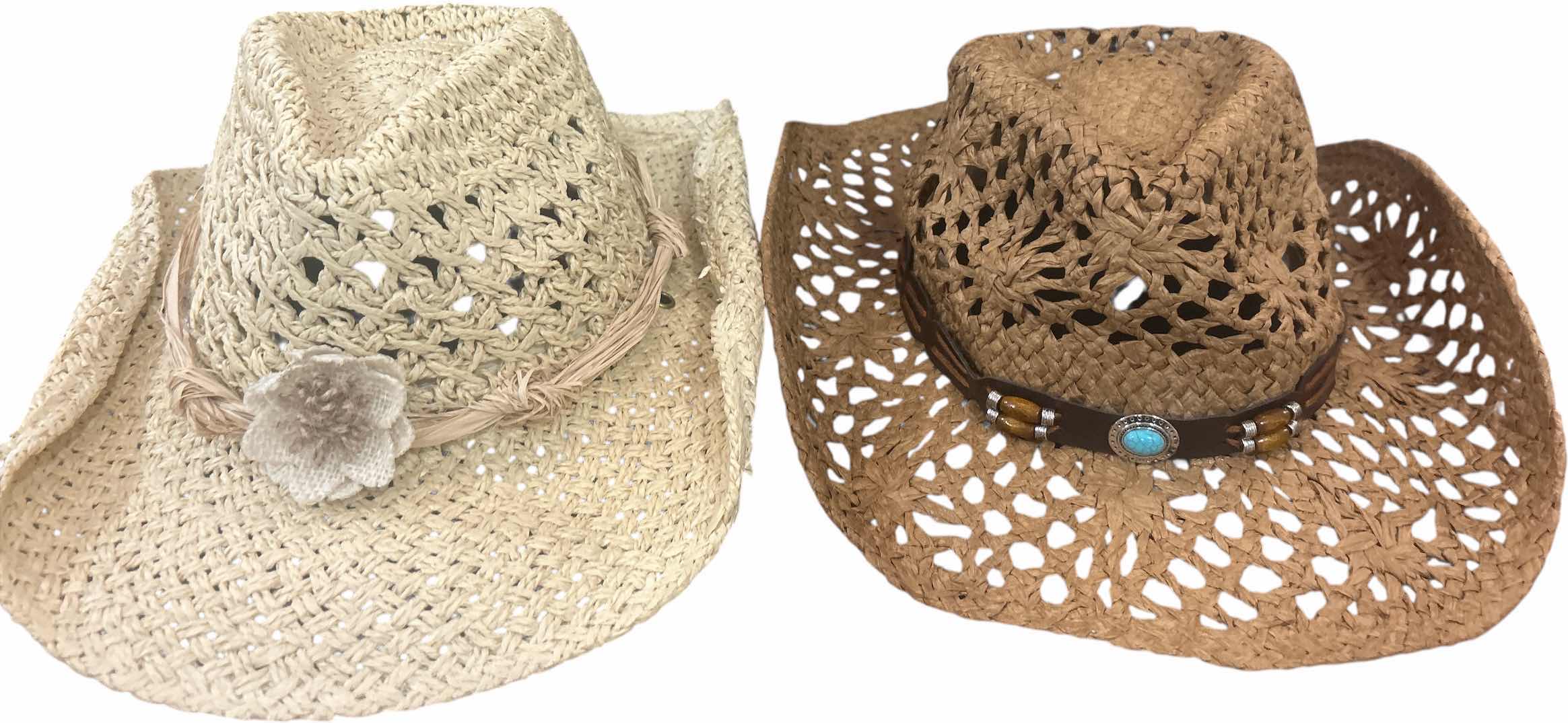 Photo 1 of NEW-  2 WOVEN PAPER/STRAW WESTERN STYLE COWGIRL HATS