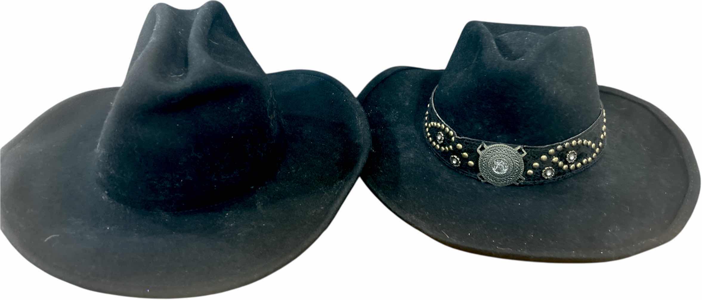 Photo 1 of 2 MENS BLACK FELT COWBOY HATS ( BULLHIDE SIZE L & CODY JAMES SIZE L)