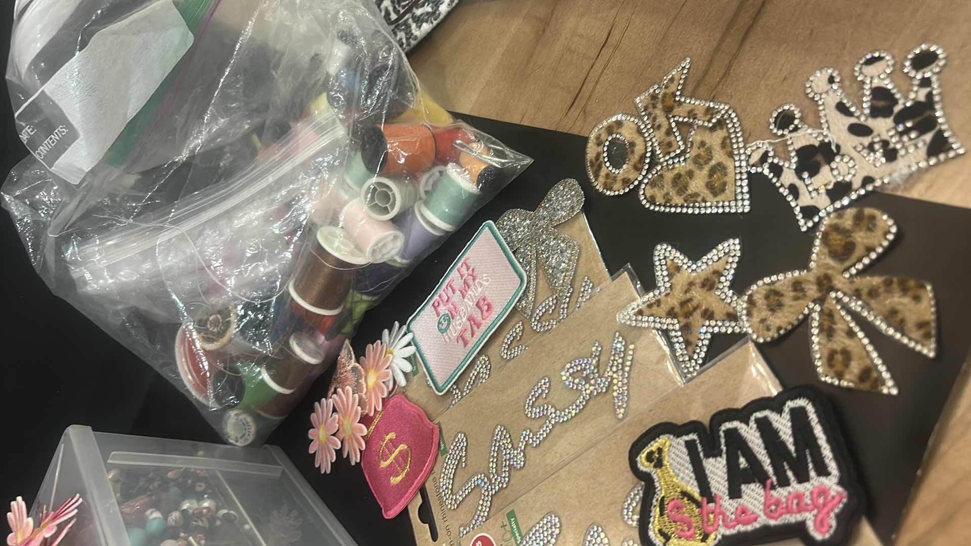 Photo 1 of CRAFTING SUPPLIES- APPLIQUÉS, BEADS, THREAD AND CHARMS