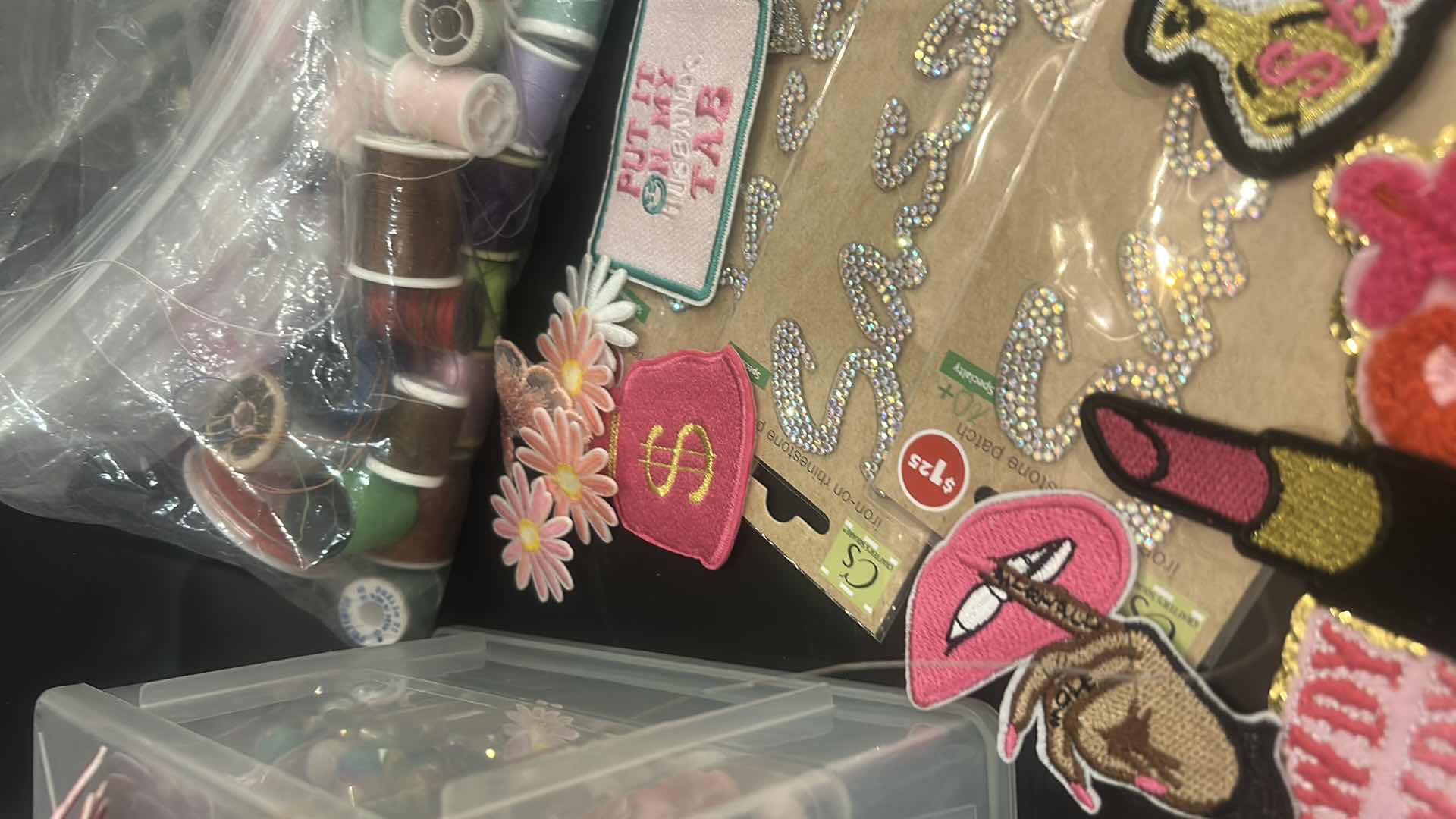 Photo 1 of CRAFTING SUPPLIES- APPLIQUÉS, BEADS, THREAD AND CHARMS