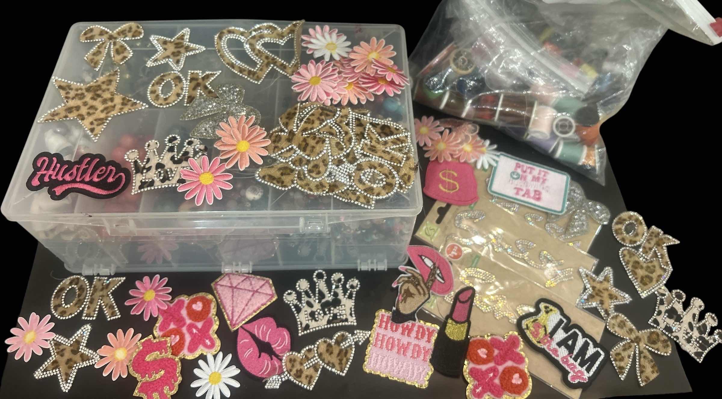Photo 1 of CRAFTING SUPPLIES- APPLIQUÉS, BEADS, THREAD AND CHARMS
