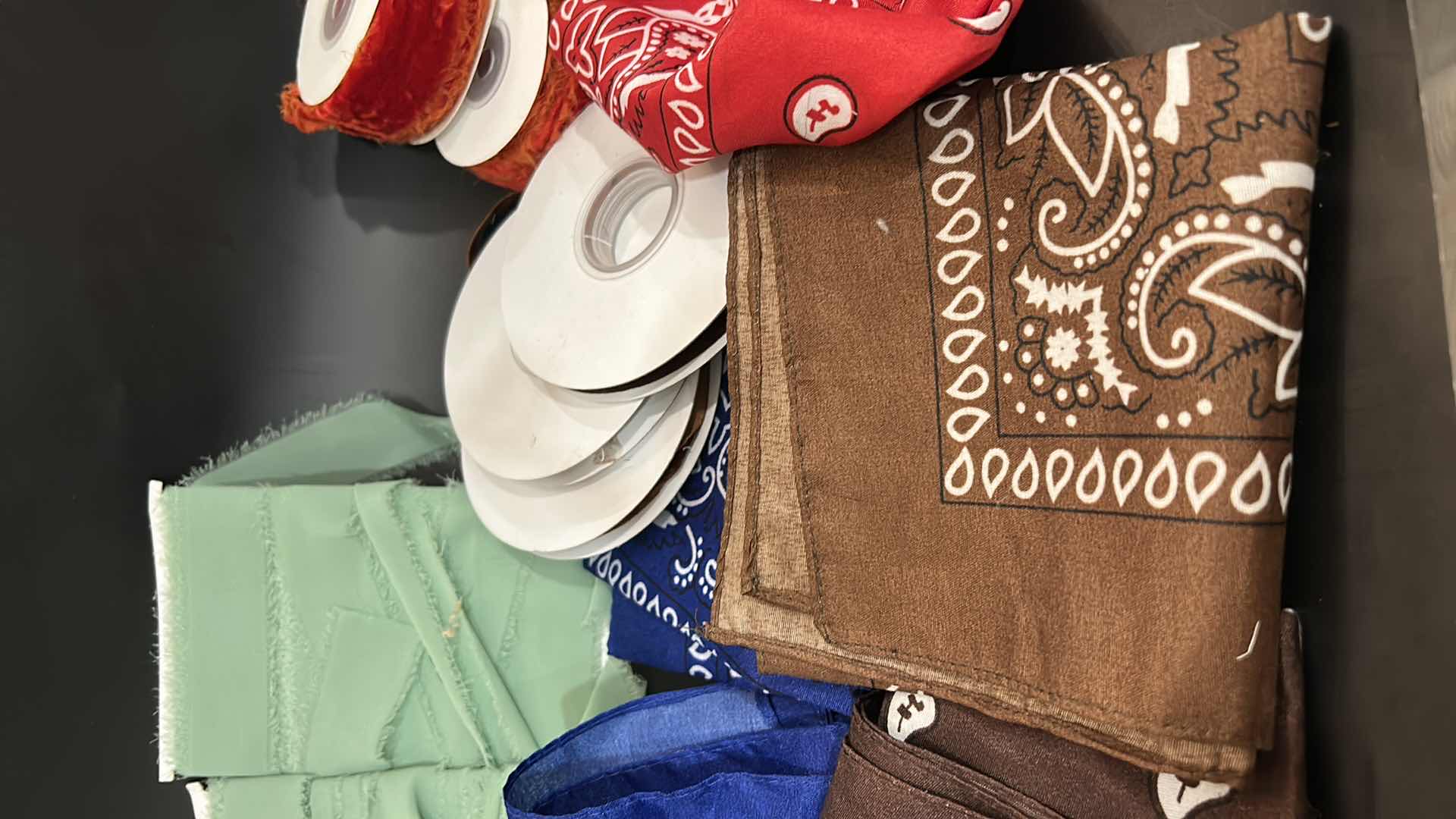 Photo 1 of CRAFTING SUPPLIES- BANDANAS, RIBBON, FABRIC TIES AND MORE