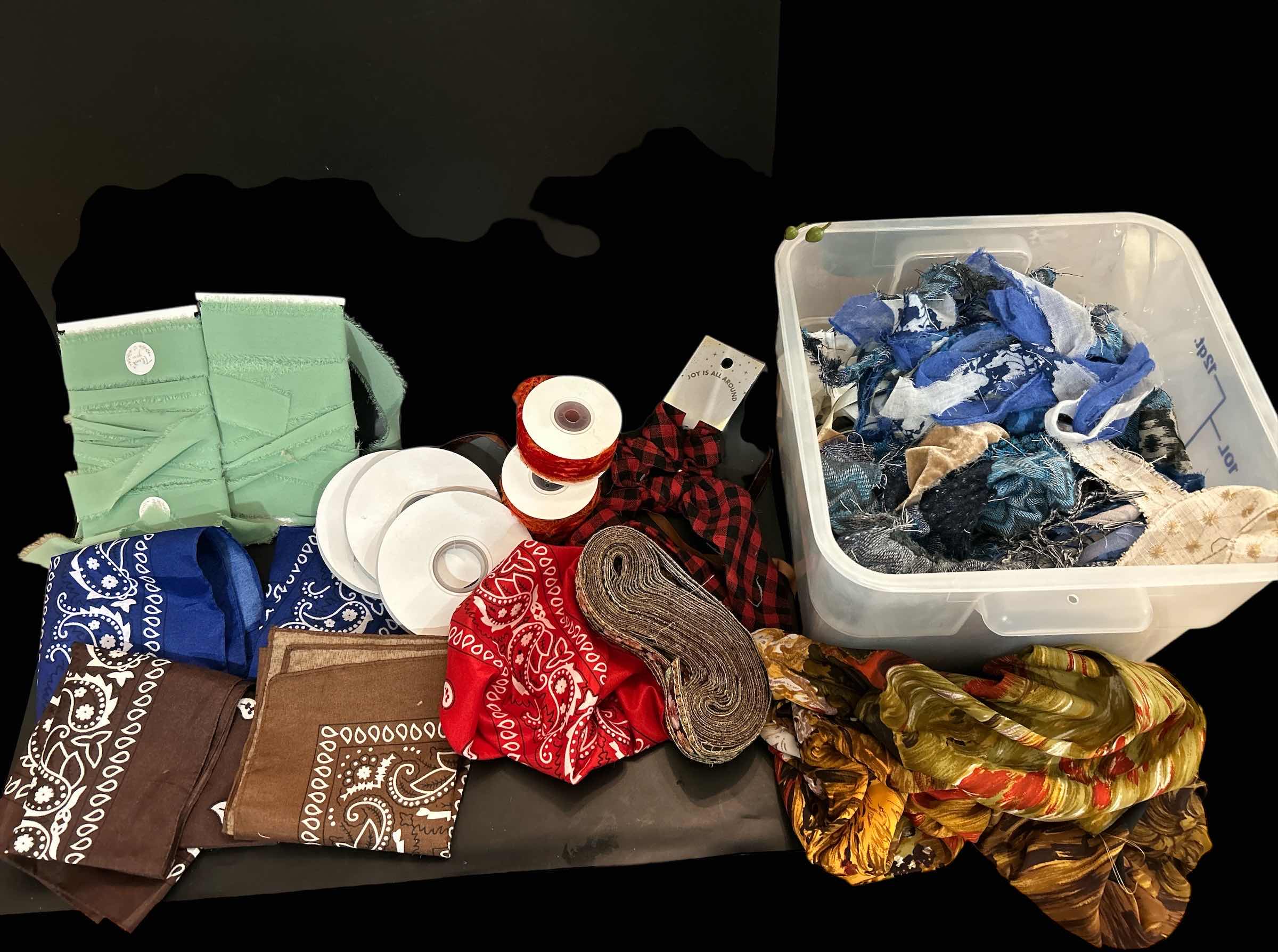 Photo 1 of CRAFTING SUPPLIES- BANDANAS, RIBBON, FABRIC TIES AND MORE