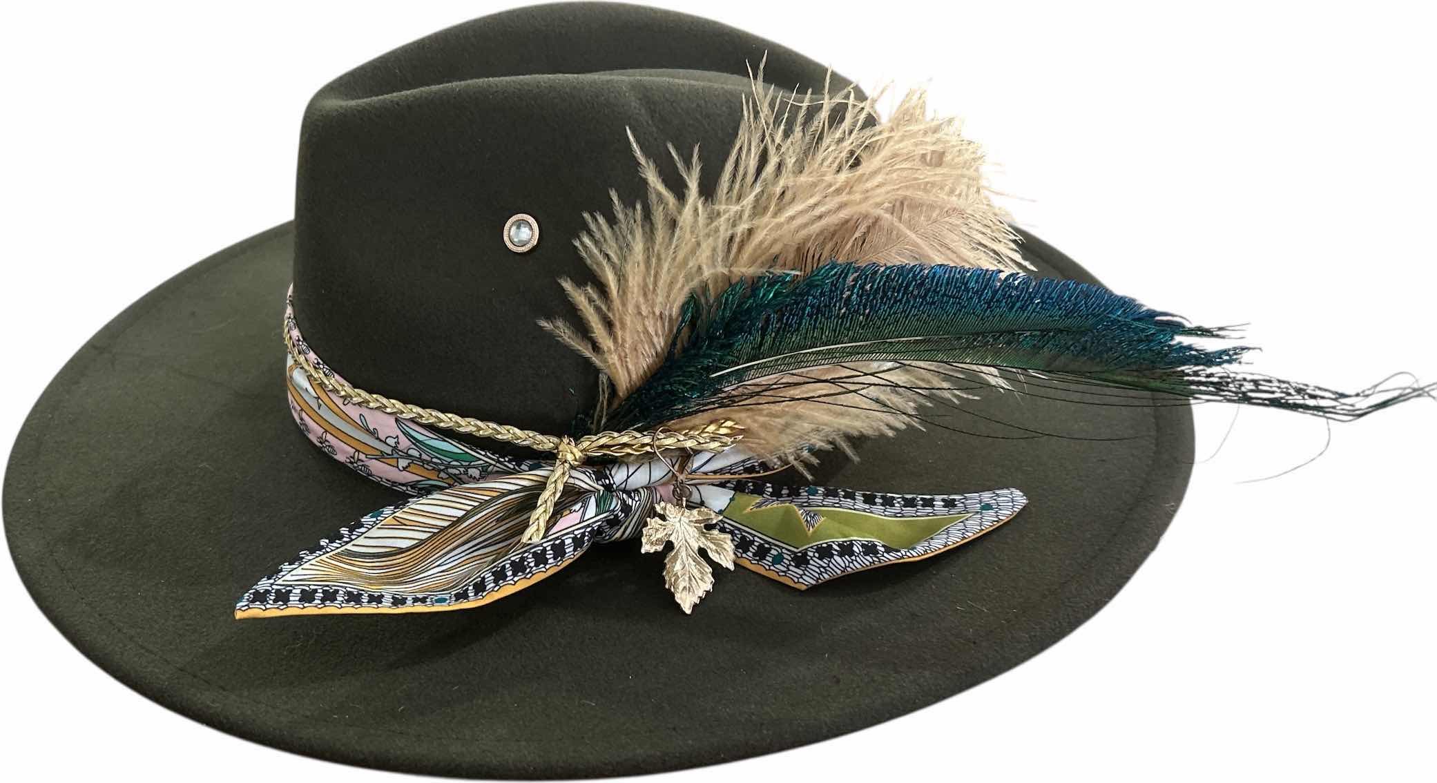 Photo 1 of NEW - CUSTOM DARK GREEN WESTERN STYLE FEDORA  ADJUSTABLE SIZE M-L