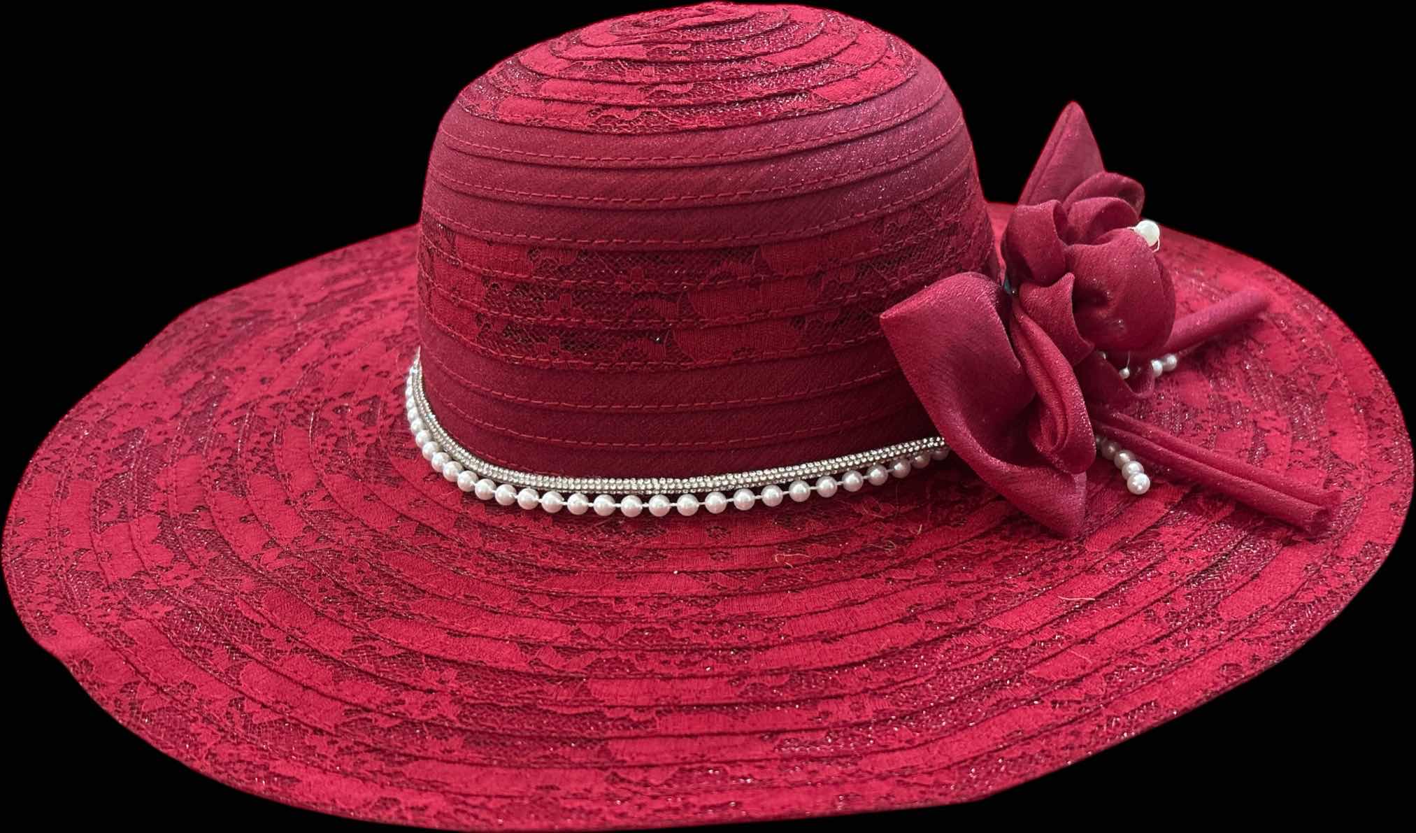 Photo 1 of NEW - RED LACE FLOPPY SUN HAT ADJUSTABLE SIZE M/L