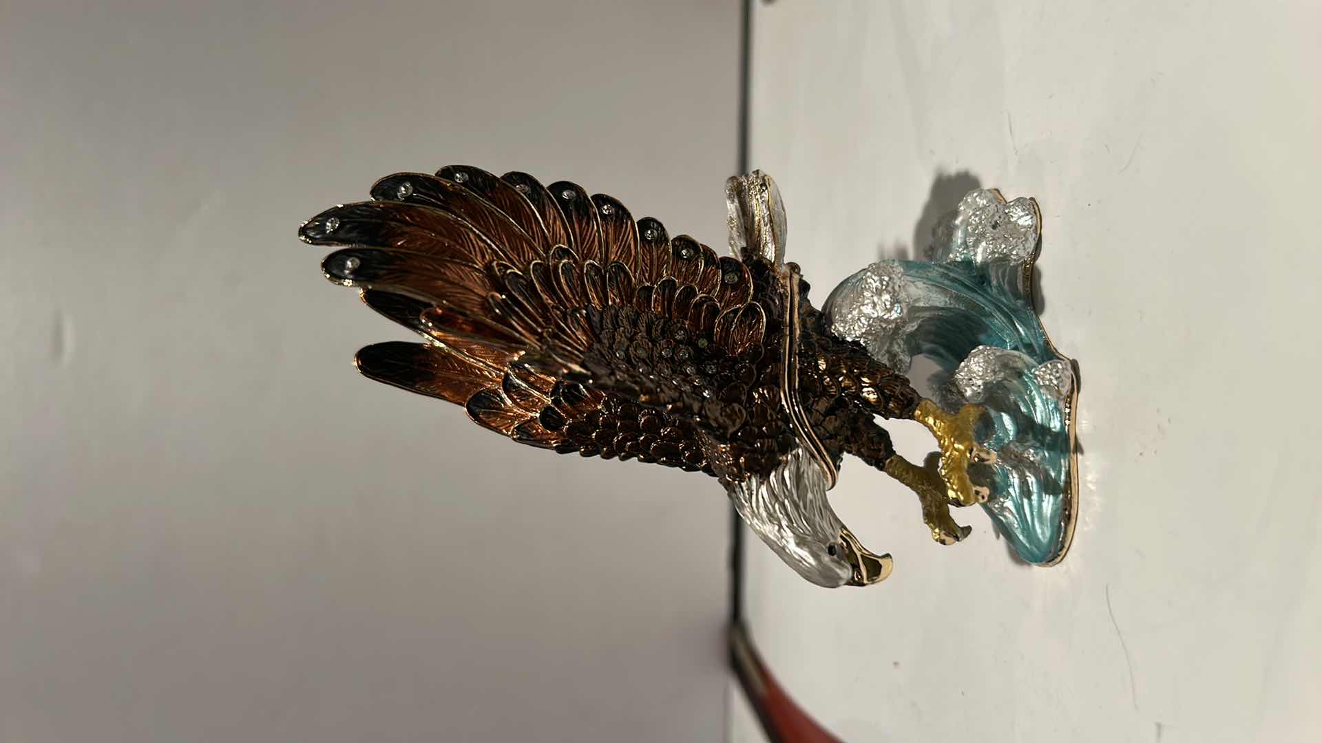 Photo 1 of BEJEWELED EAGLE TRINKET BOX H4.5”