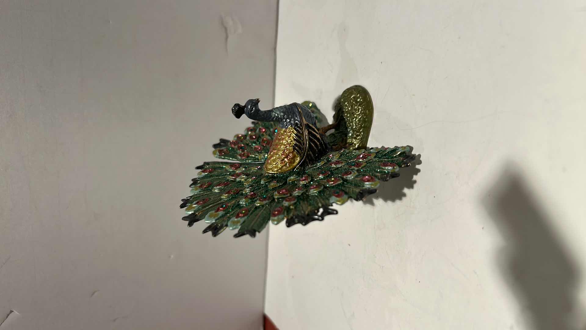 Photo 1 of BEJEWELED PEACOCK TRINKET BOX H3”