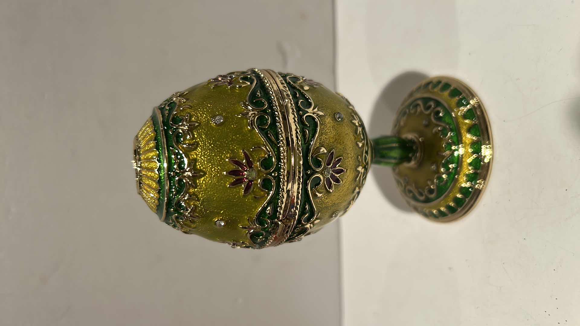 Photo 1 of BEJEWELED MUSICAL EGG SHAPED TRINKET BOX H5”