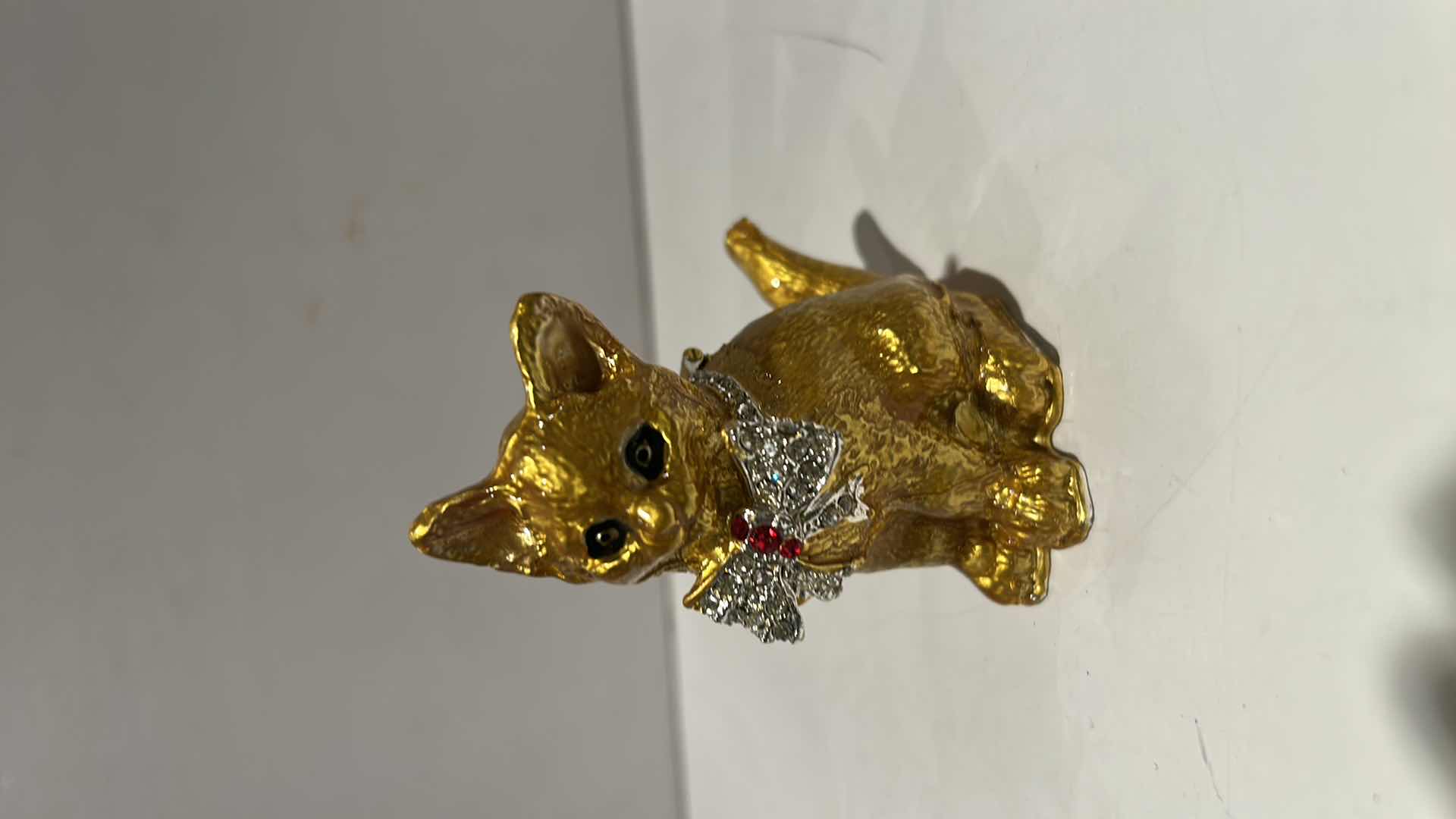 Photo 1 of BEJEWELED CAT TRINKET BOX H3.5”