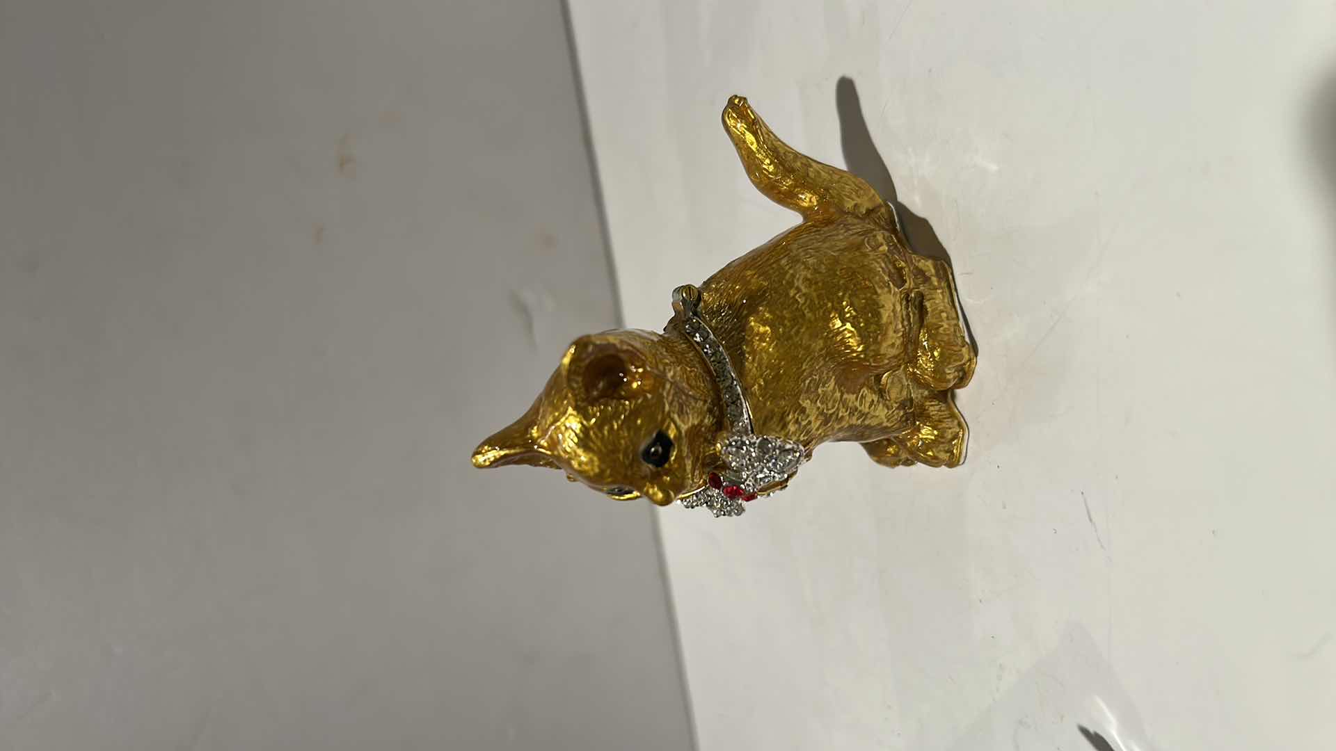 Photo 1 of BEJEWELED CAT TRINKET BOX H3.5”