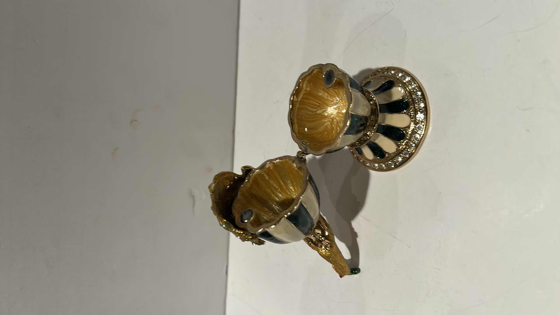 Photo 1 of BEJEWELED PEACOCK TRINKET BOX H5”