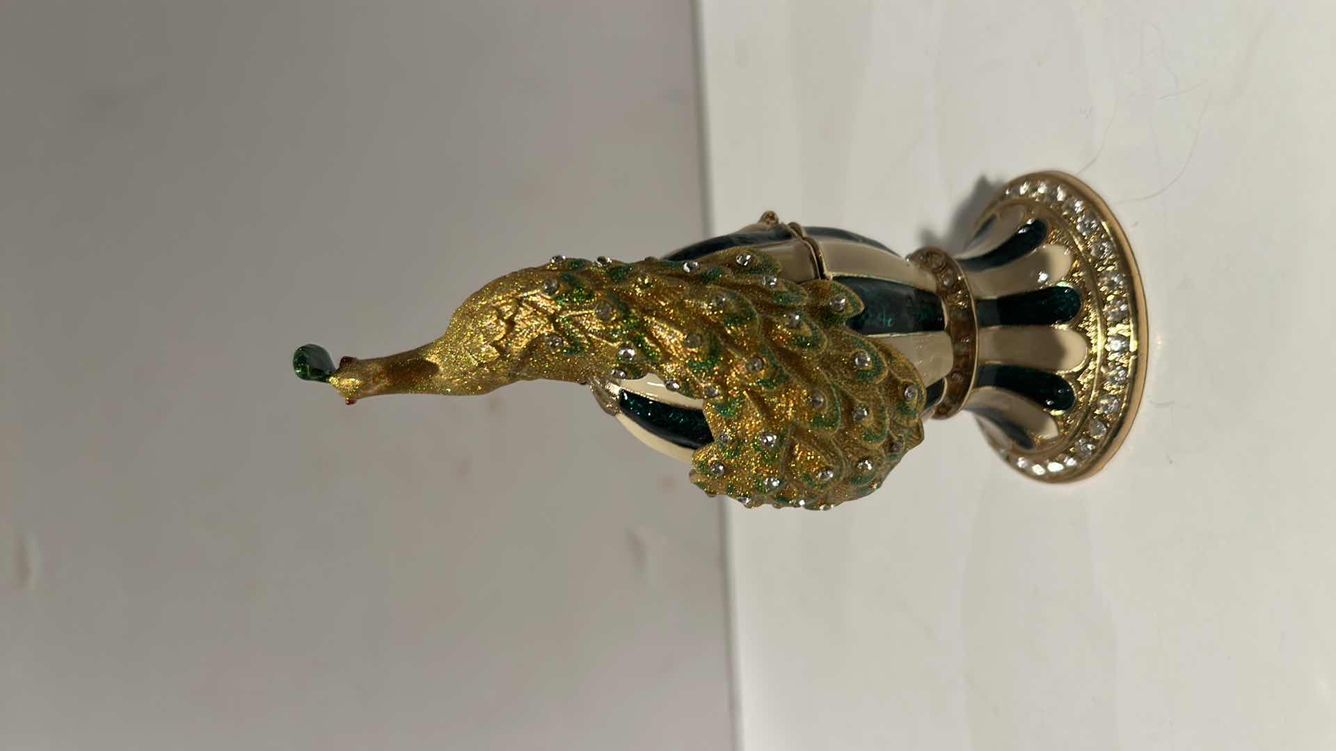 Photo 1 of BEJEWELED PEACOCK TRINKET BOX H5”