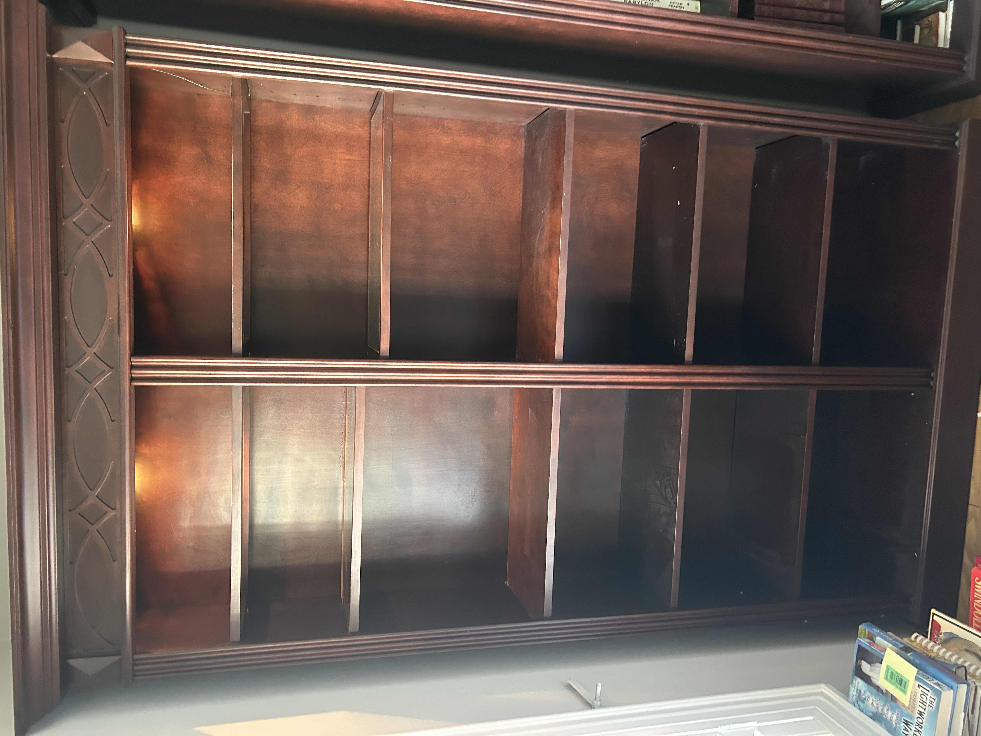 Photo 1 of LIGHTED WOOD BOOKSHELVES 8 WOOD SHELVES AND 4 WITH GLASS 53“ x 17“ x 85“