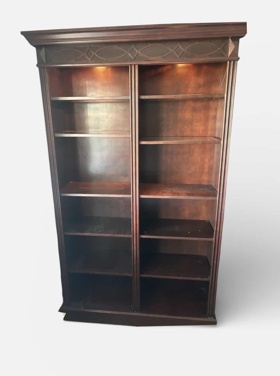 Photo 1 of LIGHTED WOOD BOOKSHELVES 8 WOOD SHELVES AND 4 WITH GLASS 53“ x 17“ x 85“