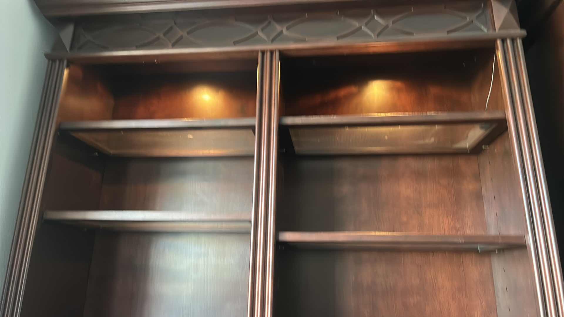 Photo 1 of LIGHTED WOOD BOOKSHELVES 8 WOOD SHELVES AND 4 WITH GLASS 53“ x 17“ x 85“