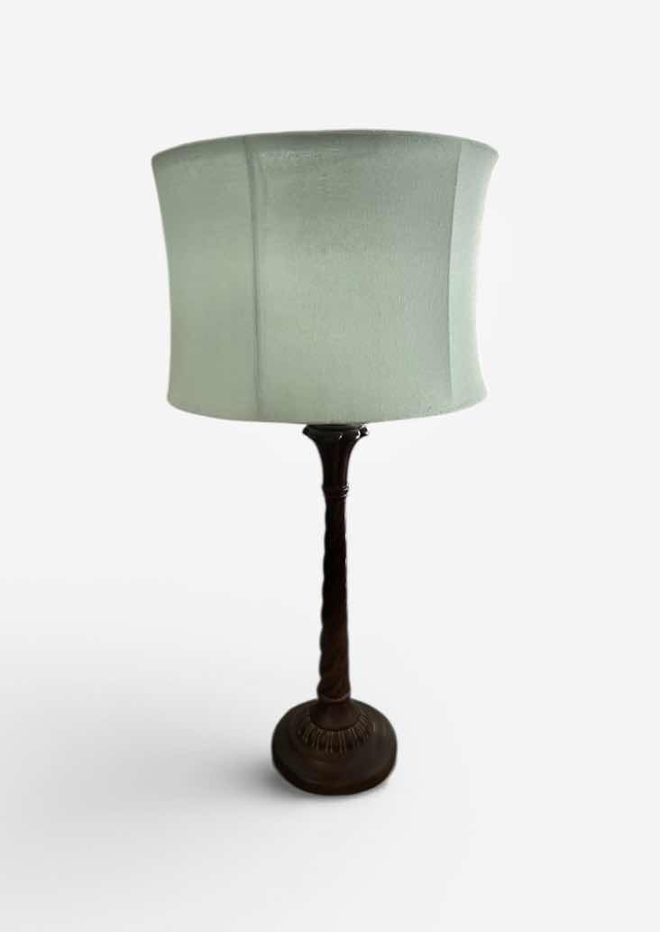 Photo 1 of METAL TABLE LAMP WITH BLUE SHADE H32”
