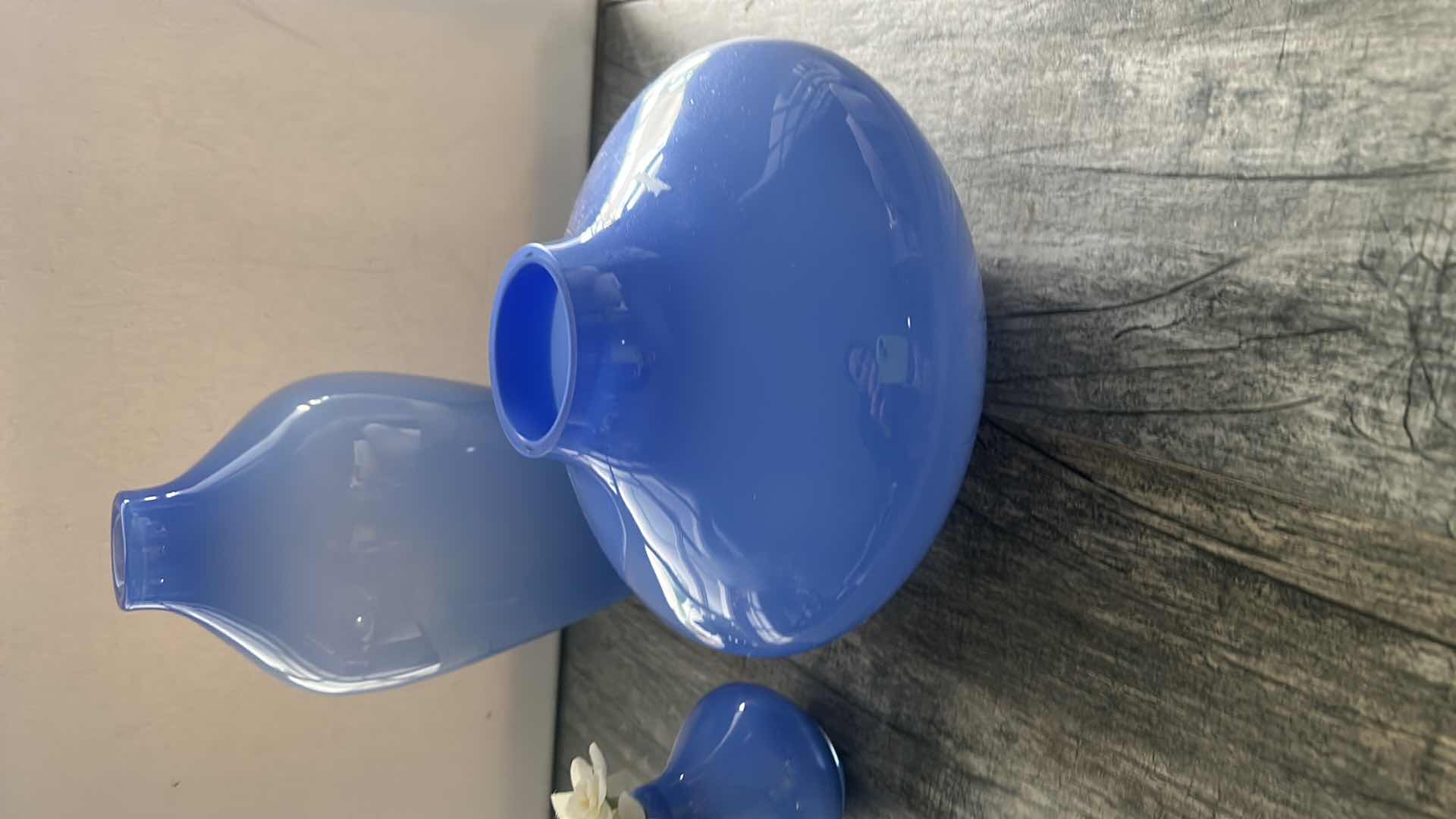 Photo 1 of 3 BLUE GLASS VASES (TALLEST H9 1/2”)
