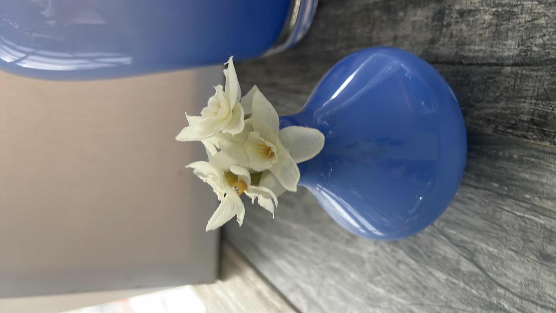 Photo 1 of 3 BLUE GLASS VASES (TALLEST H9 1/2”)