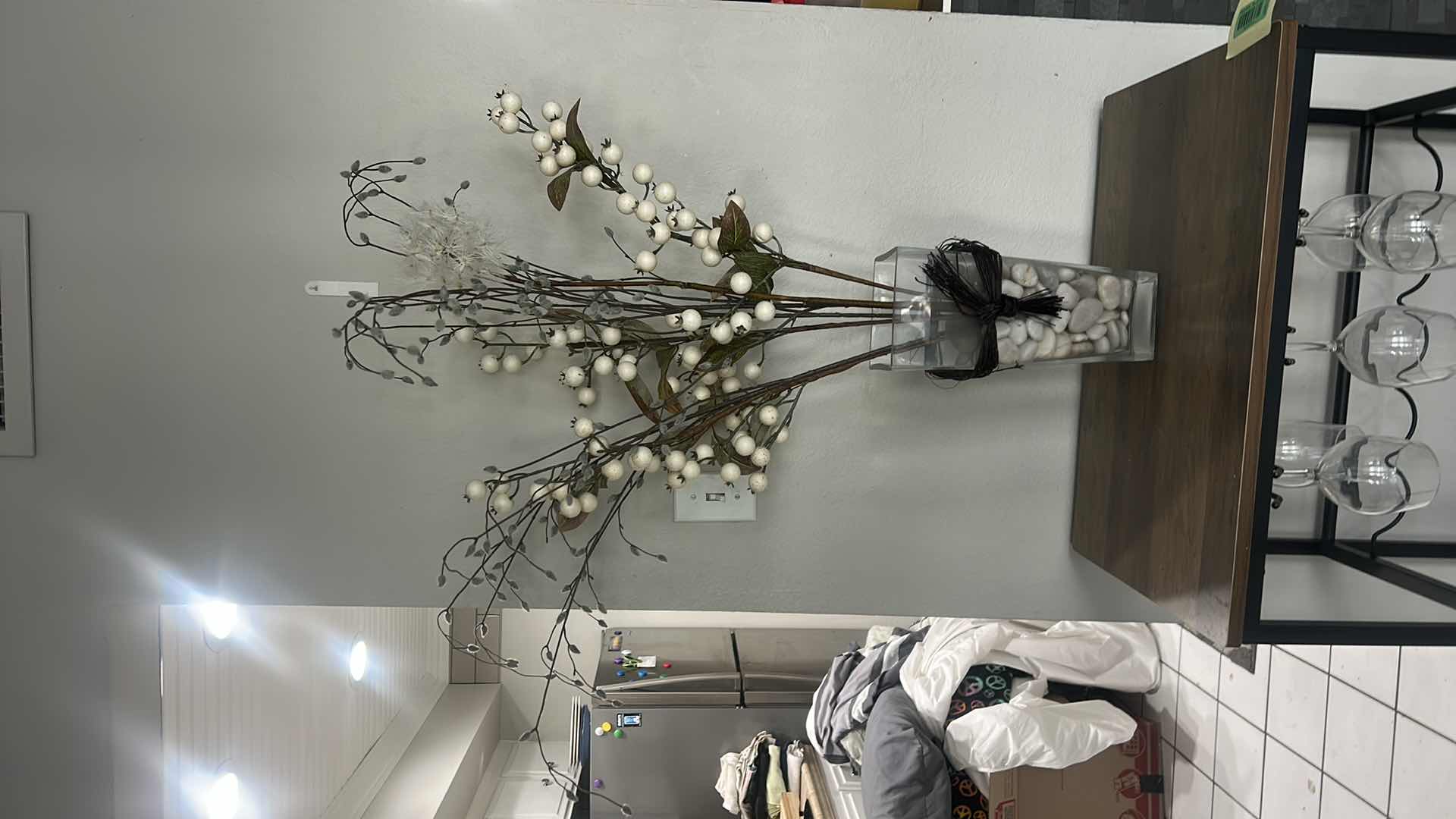 Photo 1 of GLASS VASE WITH DRY FLOWERS H38”