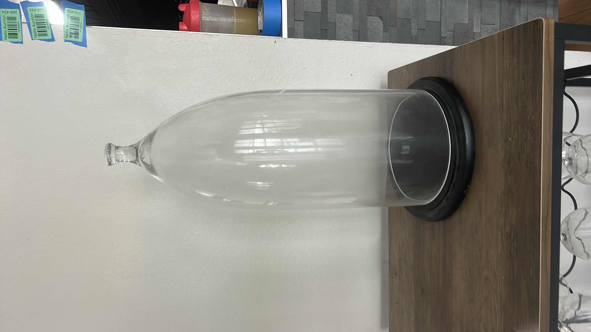 Photo 1 of GLASS DISPLAY CLOCHE WITH A BLACK BASE. H21 1/2”