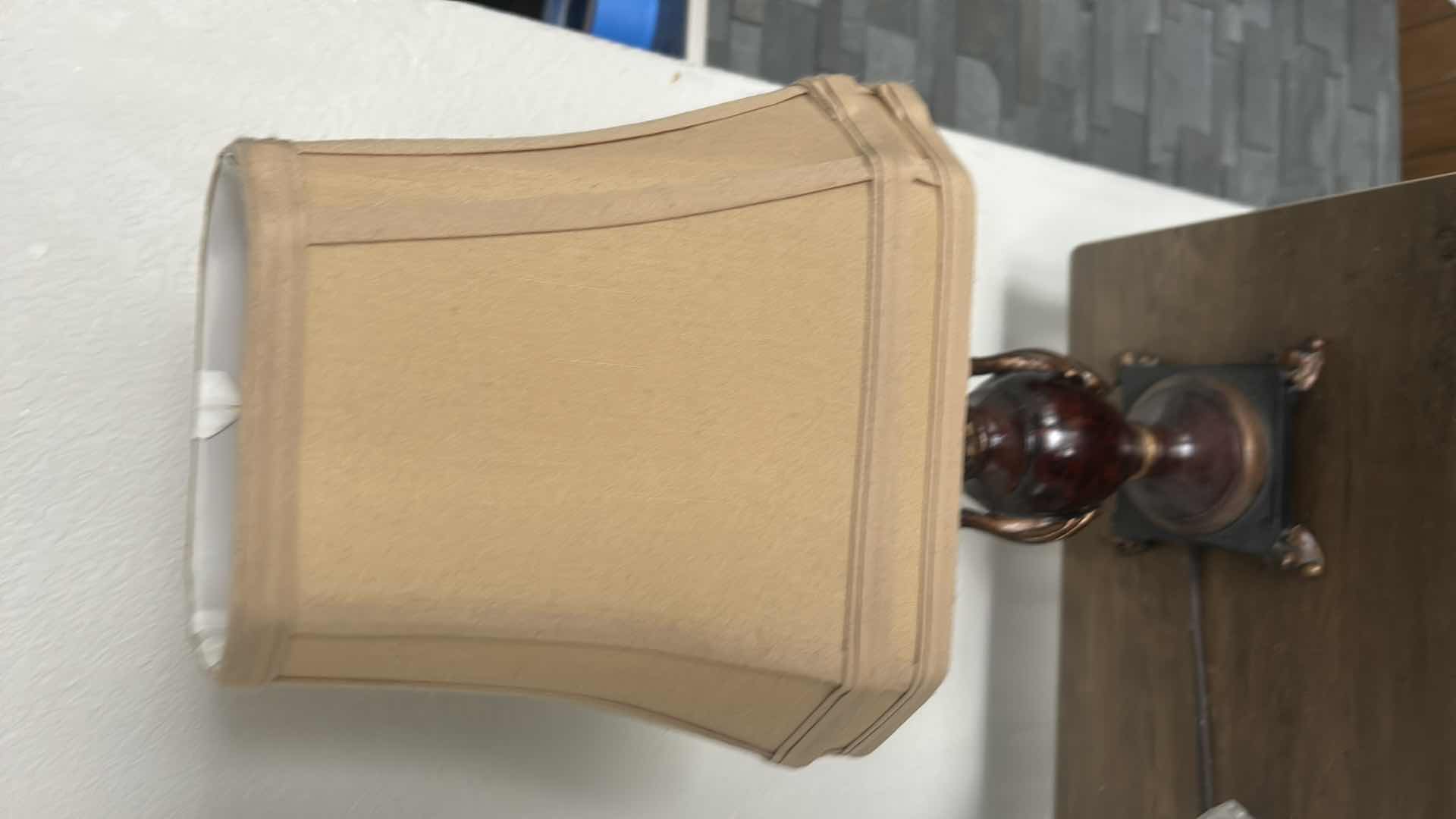 Photo 1 of HOME DECOR, RESIN LAMP H18” & GLASS CAR AND PYRAMID