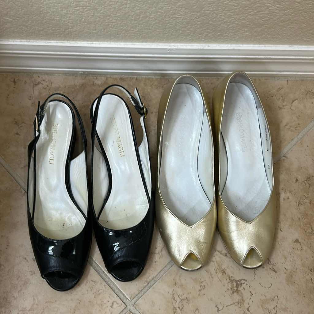 Photo 1 of 2 PAIRS- BRUNO MAGLI WOMEN'S DRESS SHOES-BLACK & GOLD (SIZE 8N)