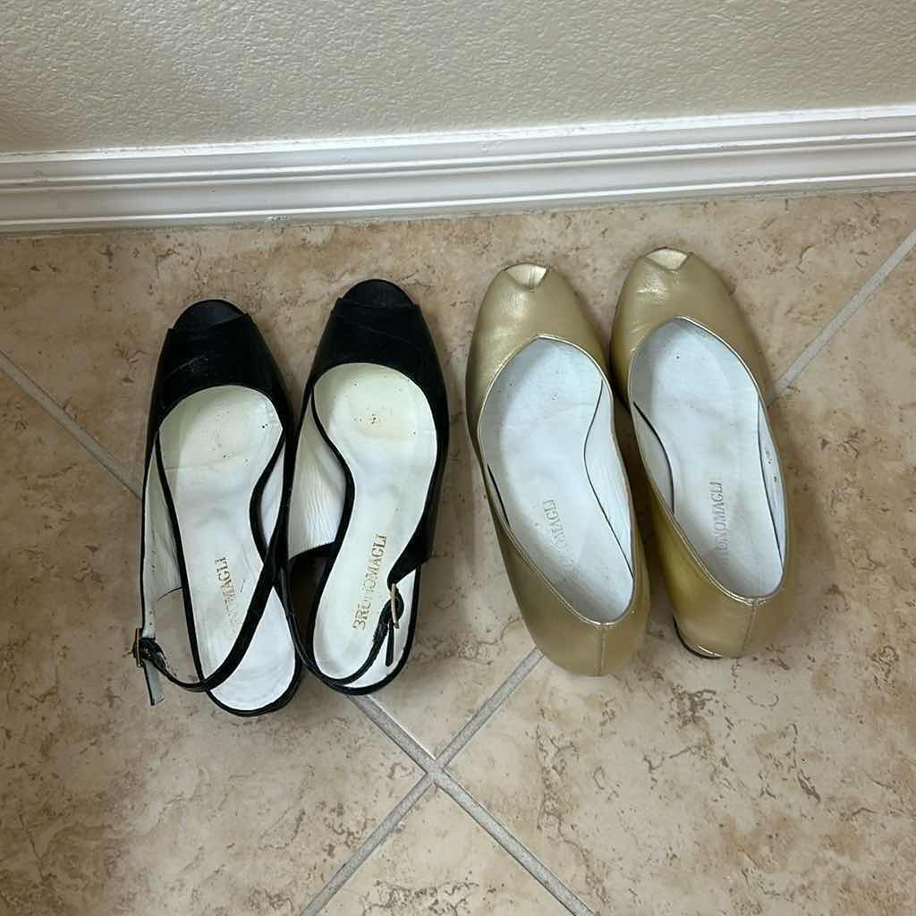 Photo 1 of 2 PAIRS- BRUNO MAGLI WOMEN'S DRESS SHOES-BLACK & GOLD (SIZE 8N)