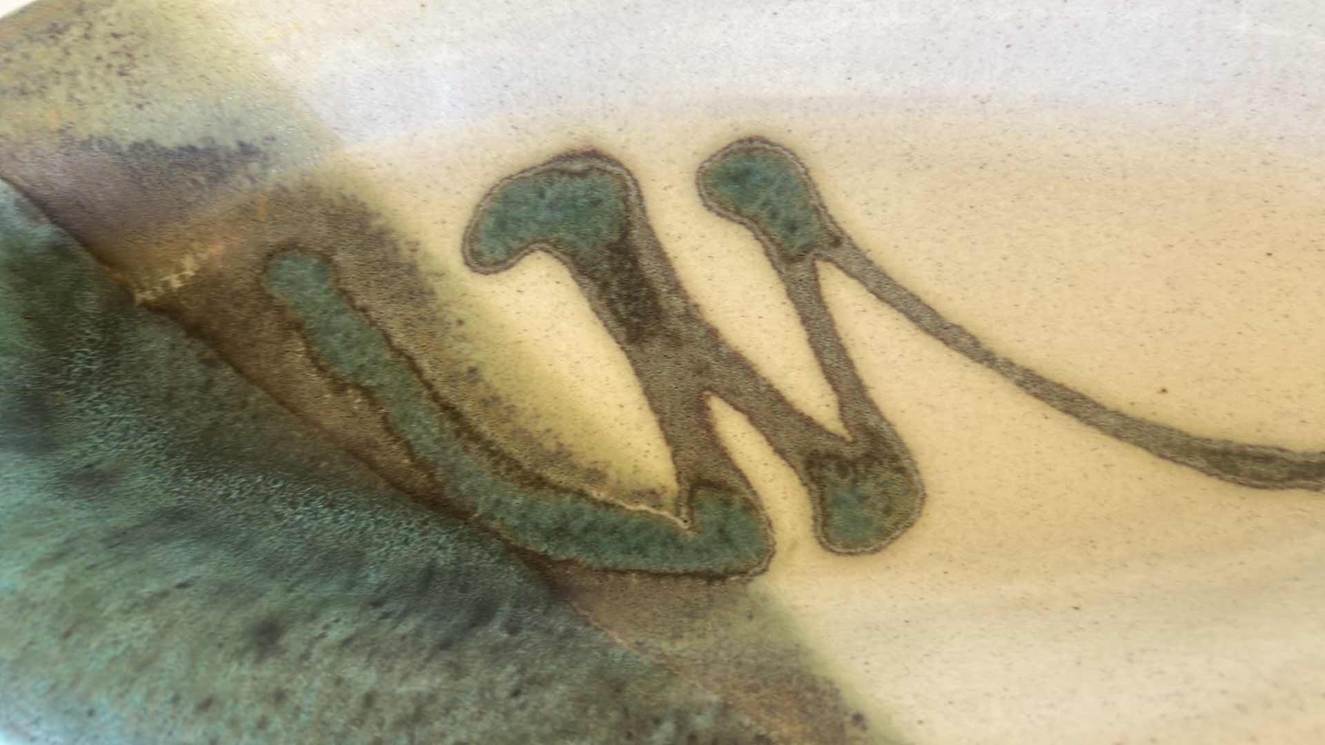 Photo 1 of HANDCRAFTED CERAMIC STUDIO ART OVAL SERVING TRAY W TEAL WHITE GLAZE