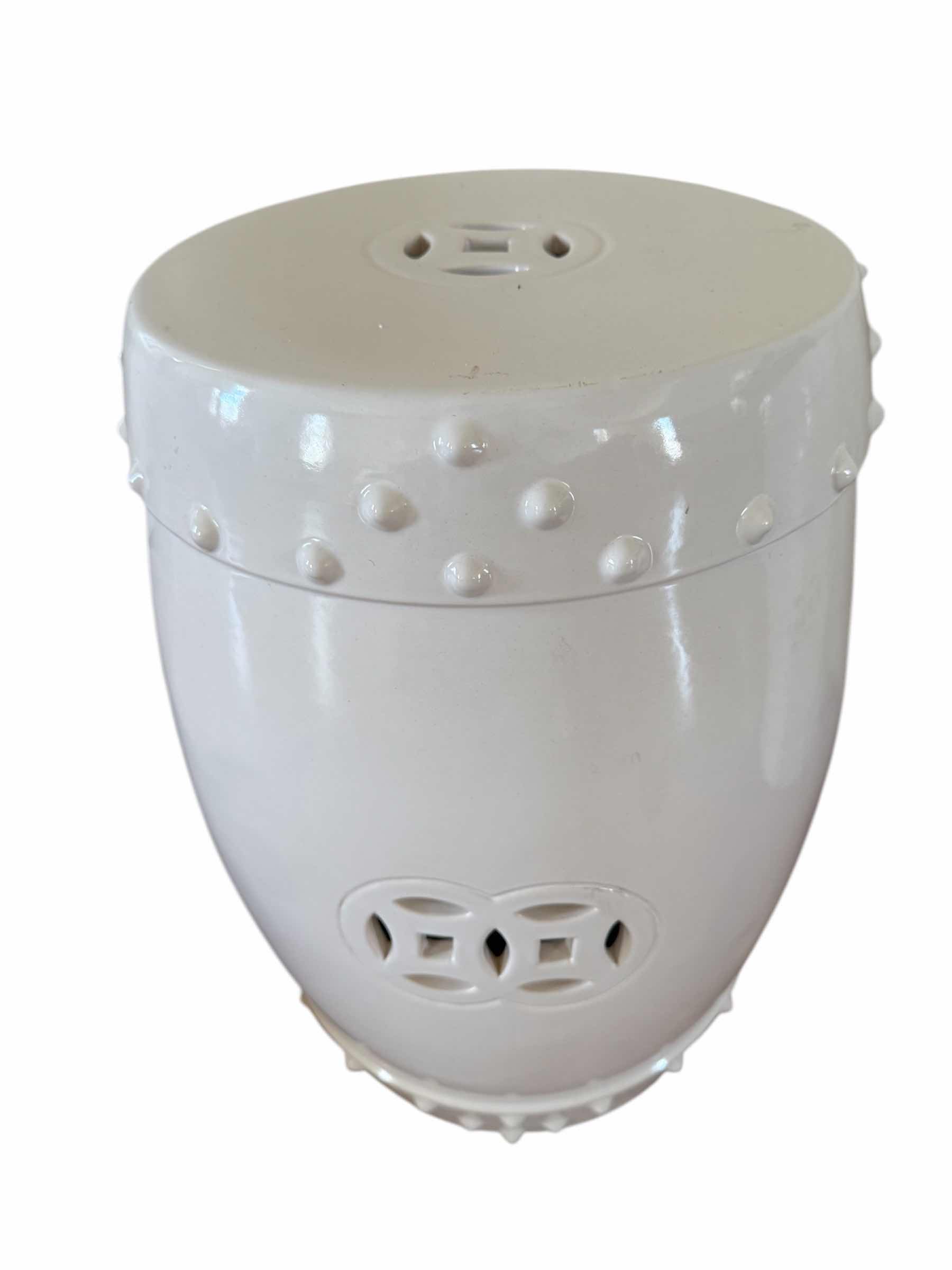 Photo 1 of 12” ROUND CLASSIC WHITE CERAMIC GARDEN STOOL H20”