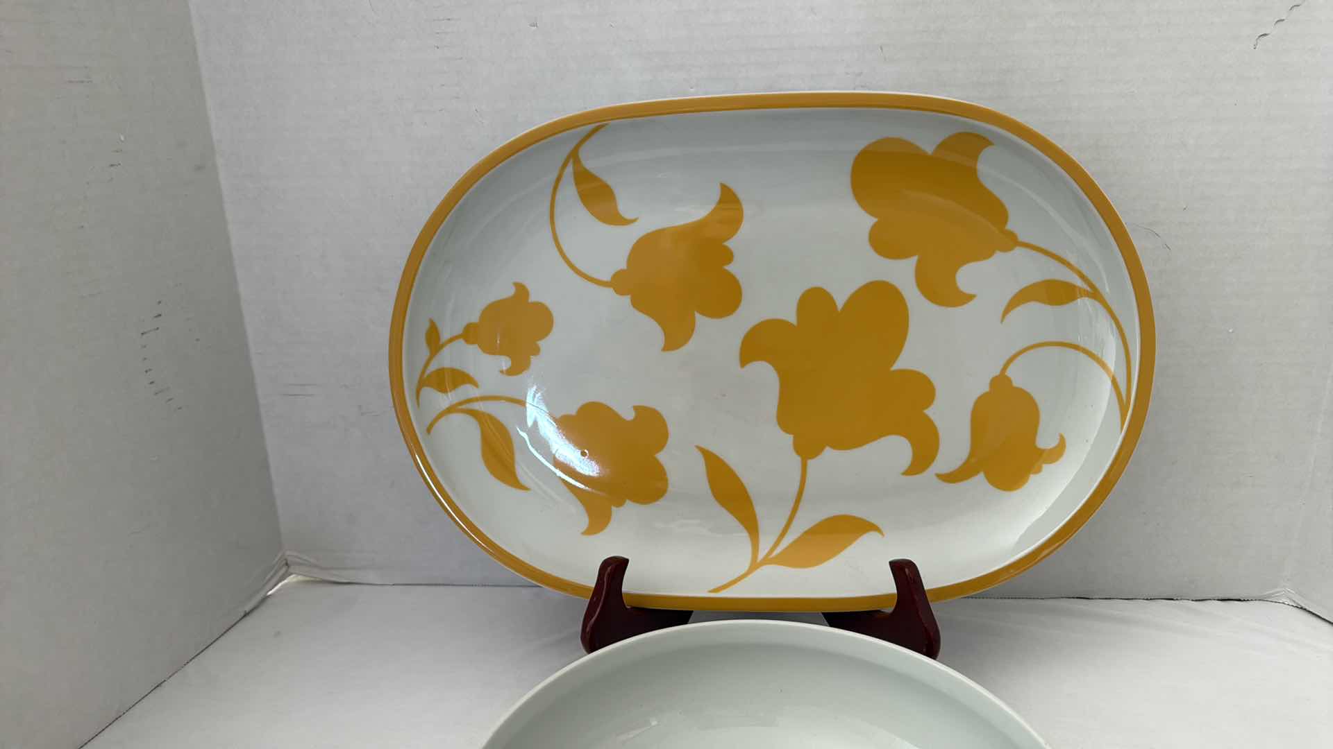 Photo 3 of 2-PORTUGAL HEARTHSTONE BLOCK VISTA ALEGRE-GINGER PLATTER 14” x10” & 9” ROUND SERVING BOWL