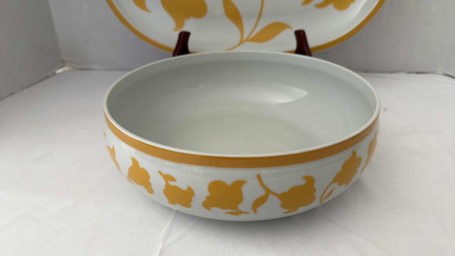 Photo 1 of 2-PORTUGAL HEARTHSTONE BLOCK VISTA ALEGRE-GINGER PLATTER 14” x10” & 9” ROUND SERVING BOWL