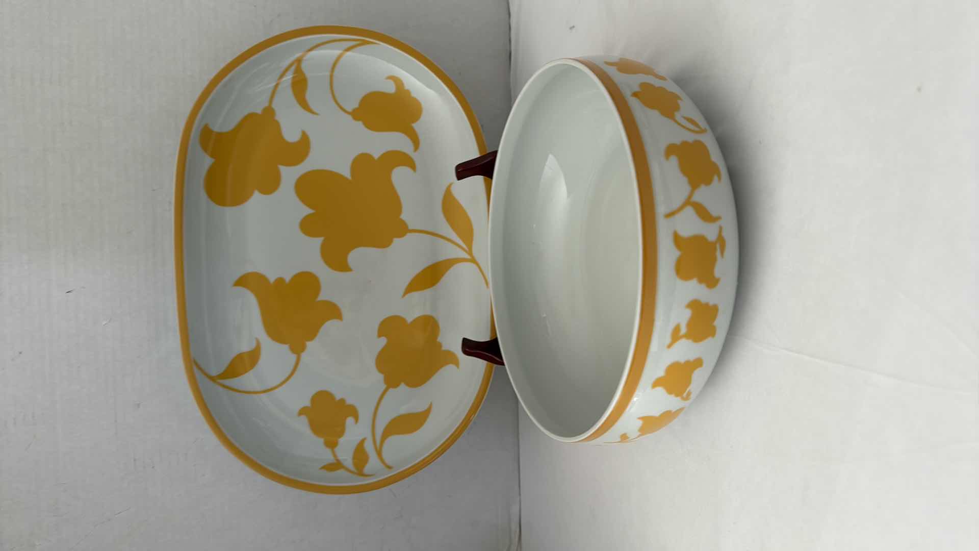 Photo 1 of 2-PORTUGAL HEARTHSTONE BLOCK VISTA ALEGRE-GINGER PLATTER 14” x10” & 9” ROUND SERVING BOWL