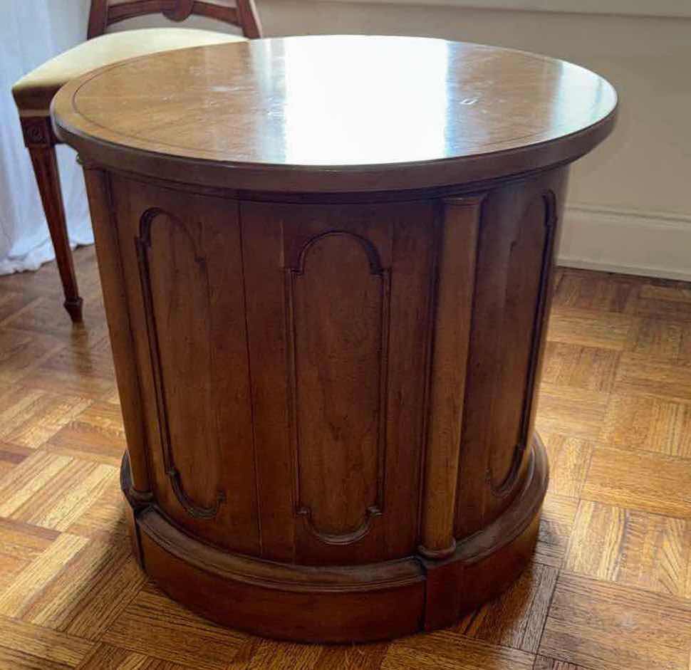 Photo 1 of 24” ROUND MID CENTURY DRUM END TABLE H24”
