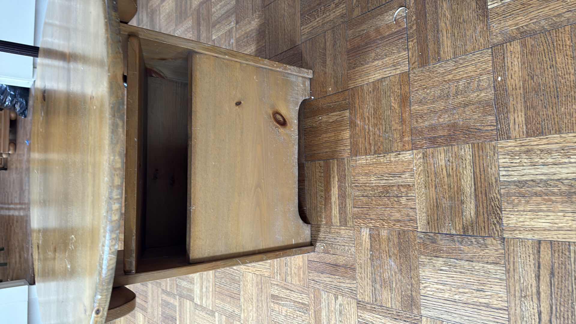 Photo 1 of VINTAGE PINE HUTCH SIDE TABLE 31” D H22”